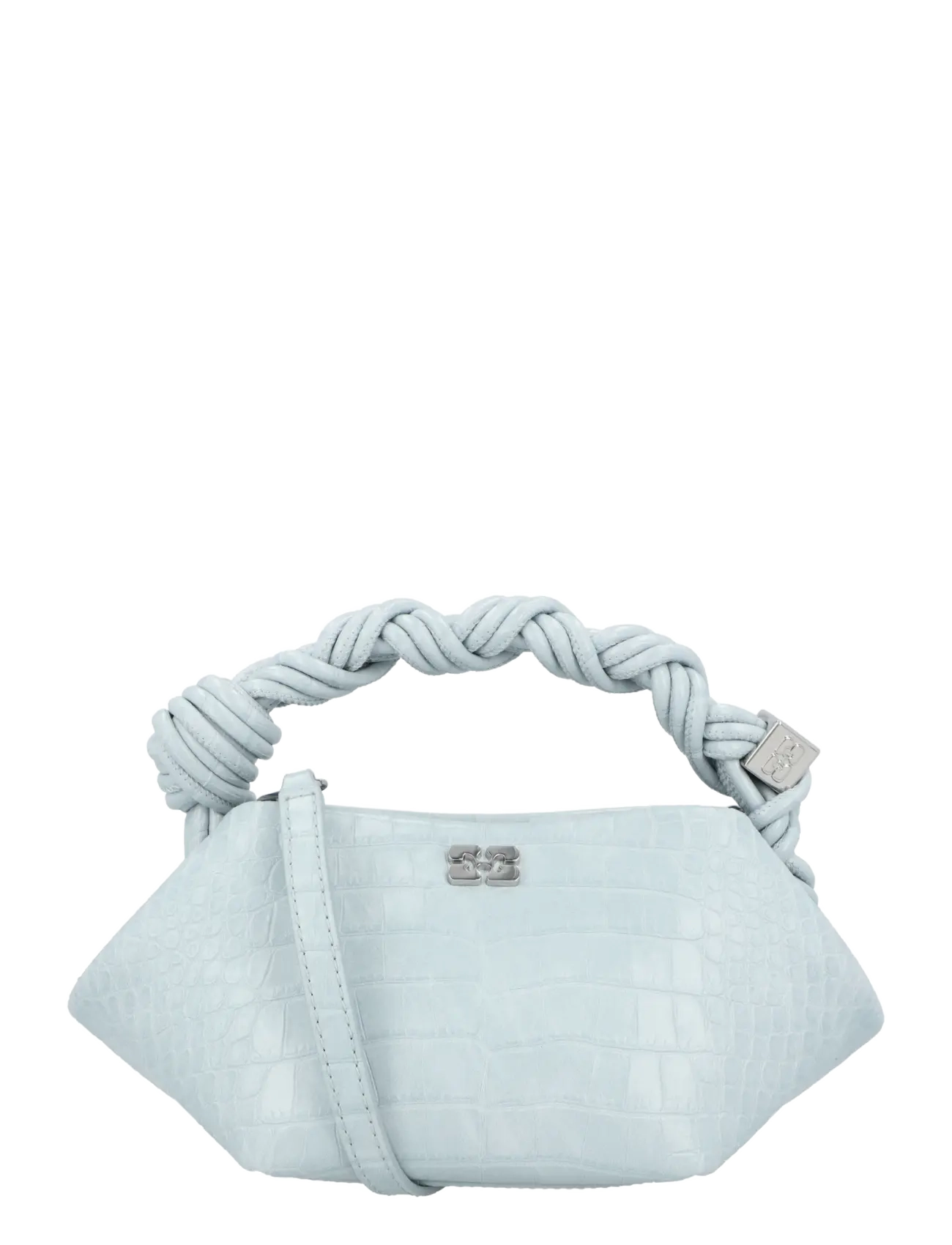 Ganni Bou Mini Croc Effect Leather Top Handle Bag, One Size, Bags, Blau - Frauen