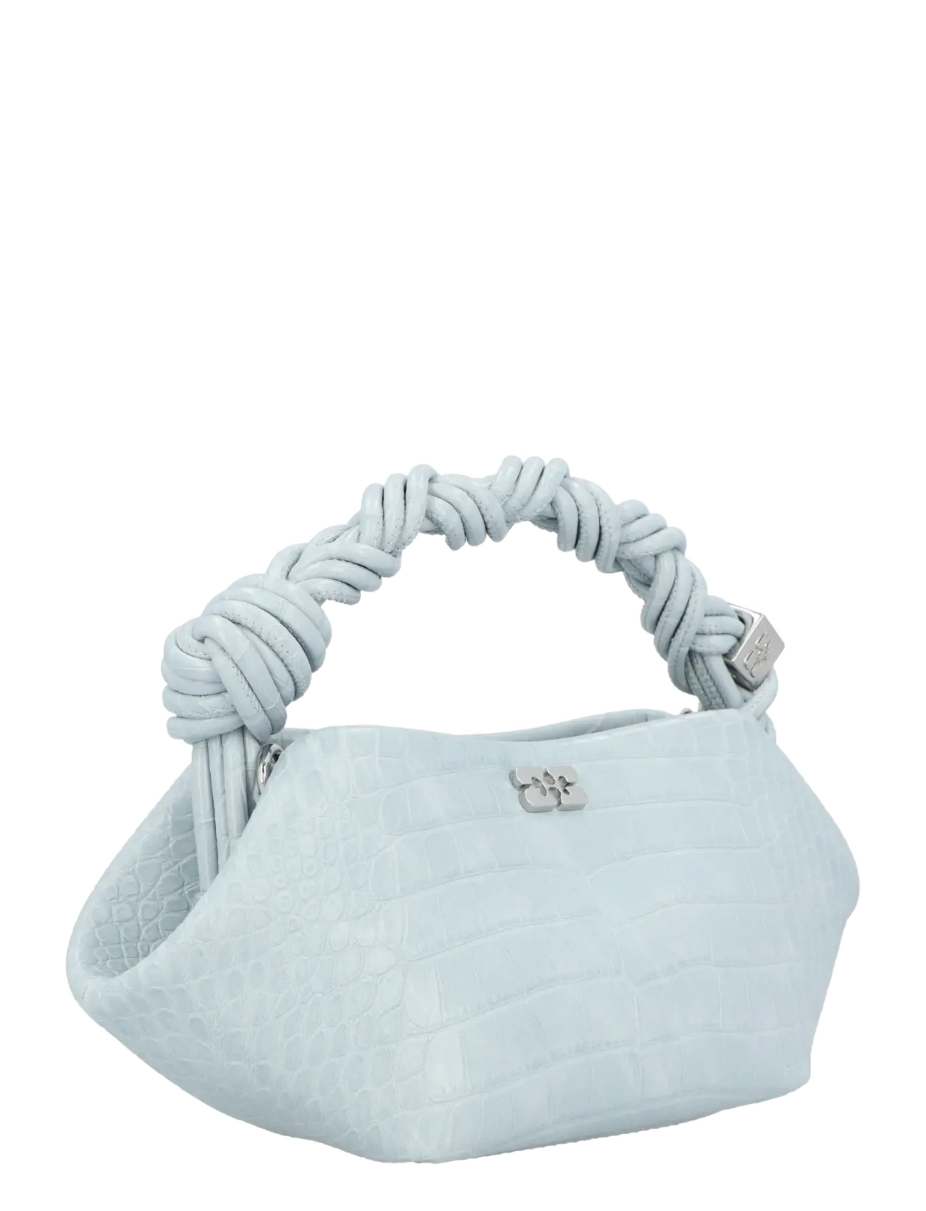 Ganni - Bou Mini Croc Effect Leather Top Handle Bag - umhängetaschen - blue - 1
