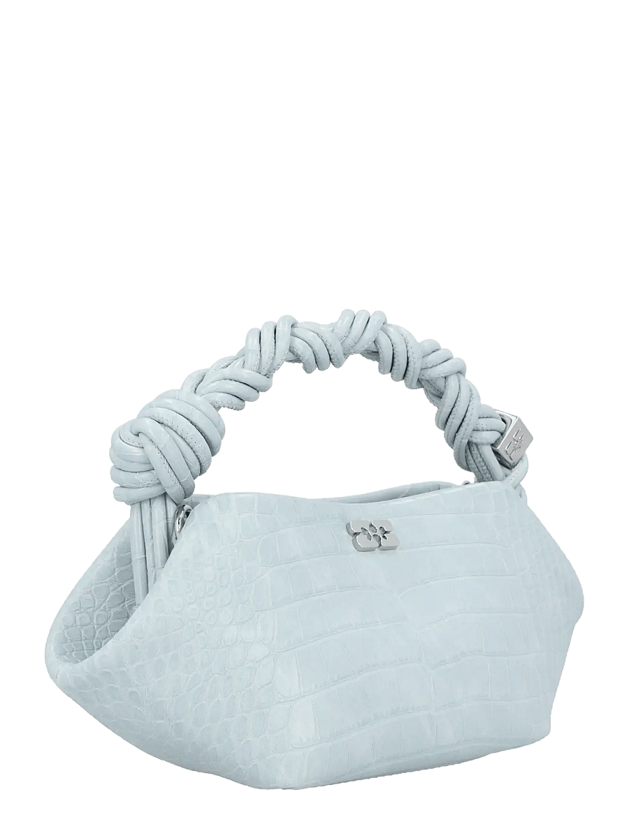 Ganni - Bou Mini Croc Effect Leather Top Handle Bag - umhängetaschen - blue - 1