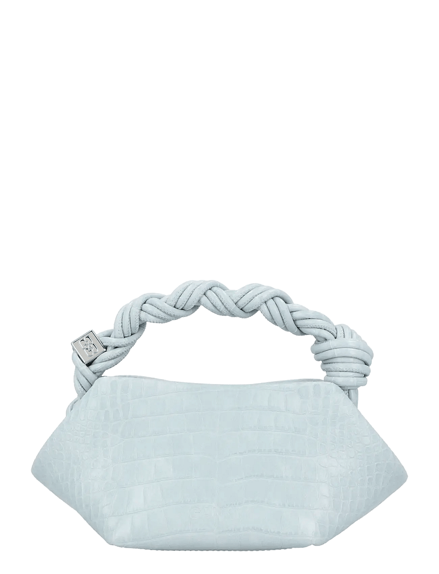 Ganni - Bou Mini Croc Effect Leather Top Handle Bag - umhängetaschen - blue - 2