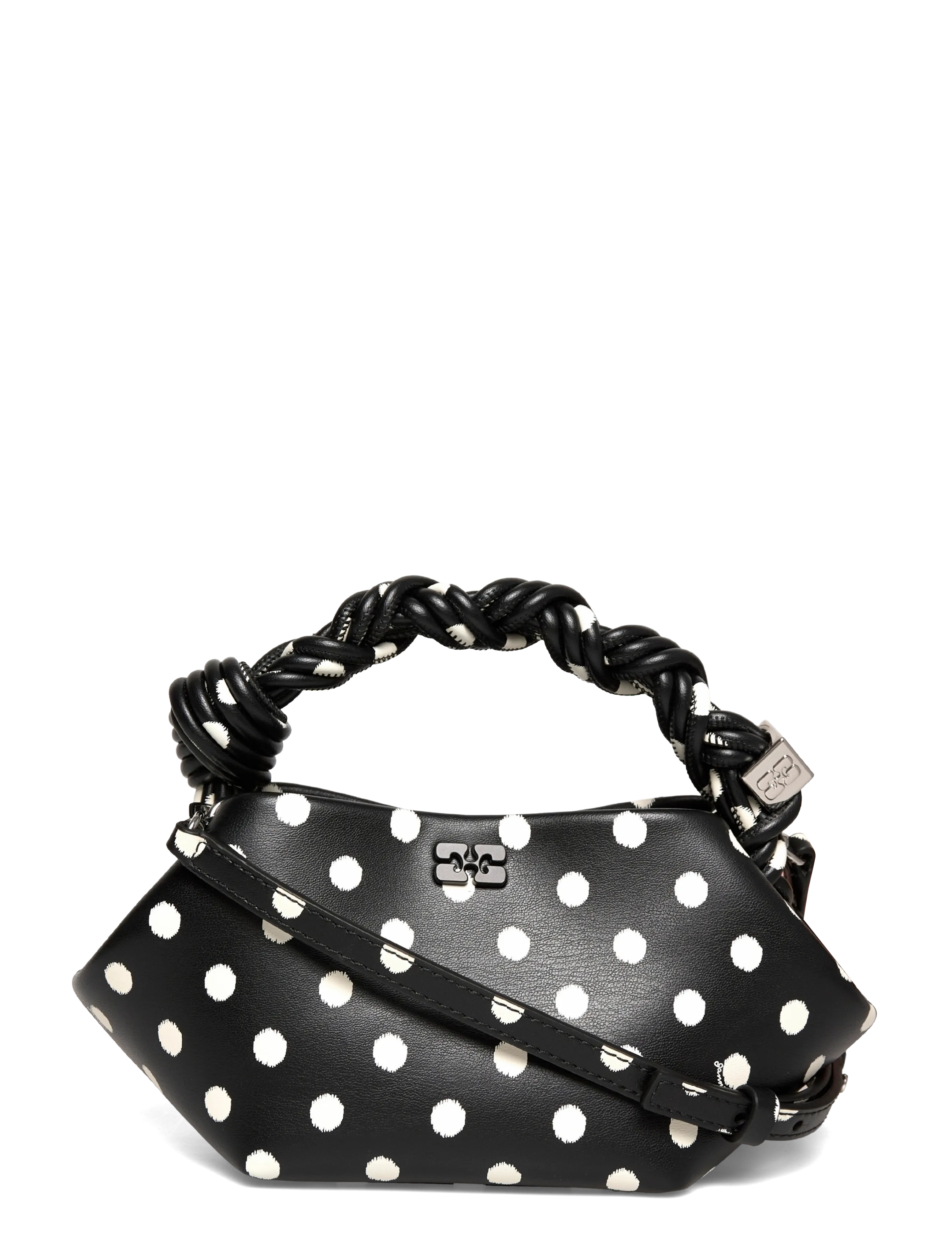 Ganni Mini Bou Polka Dot Handbag - Bags - BLACK / black
