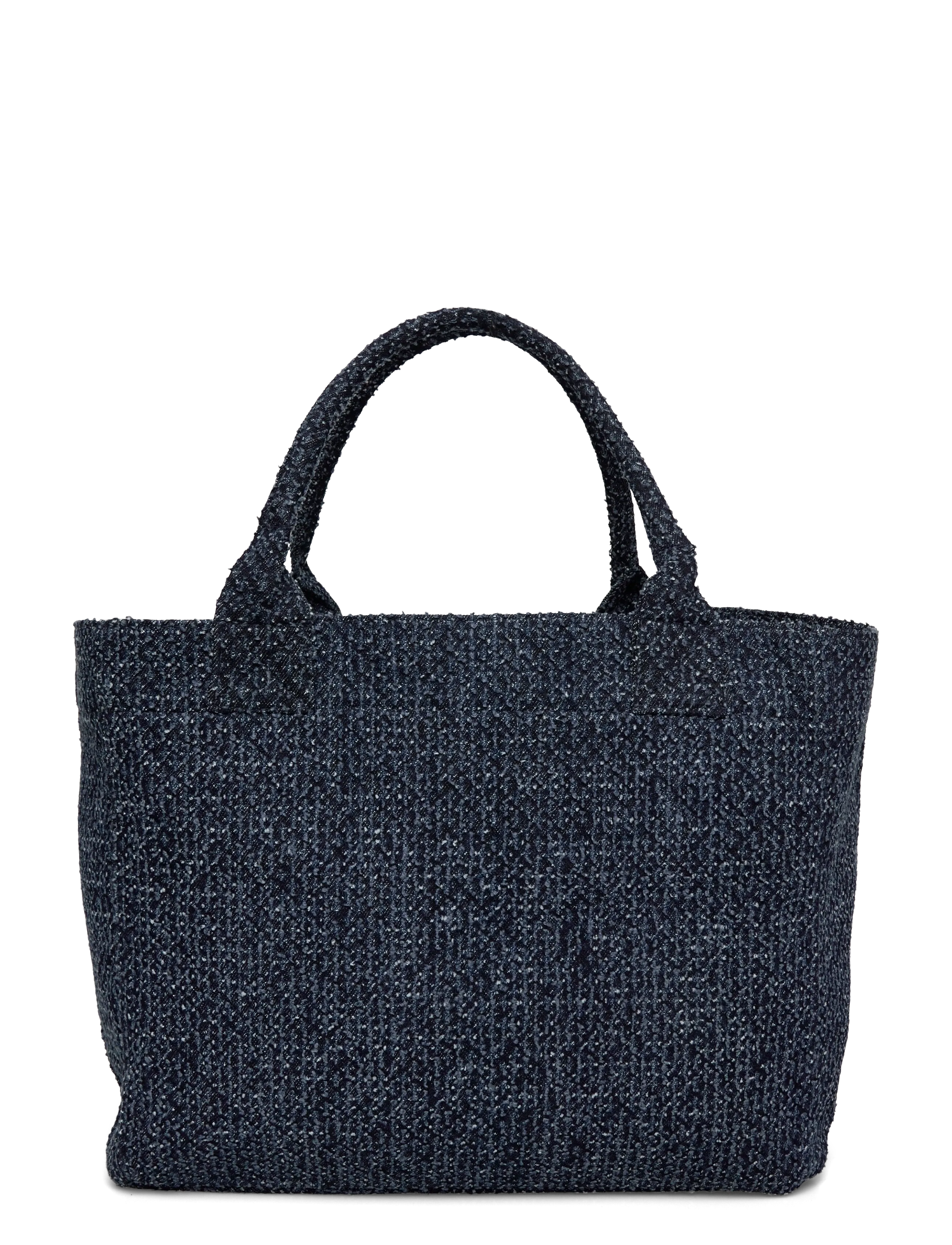Small Trapeze Shopper Bear Tweed Denim Bag 2