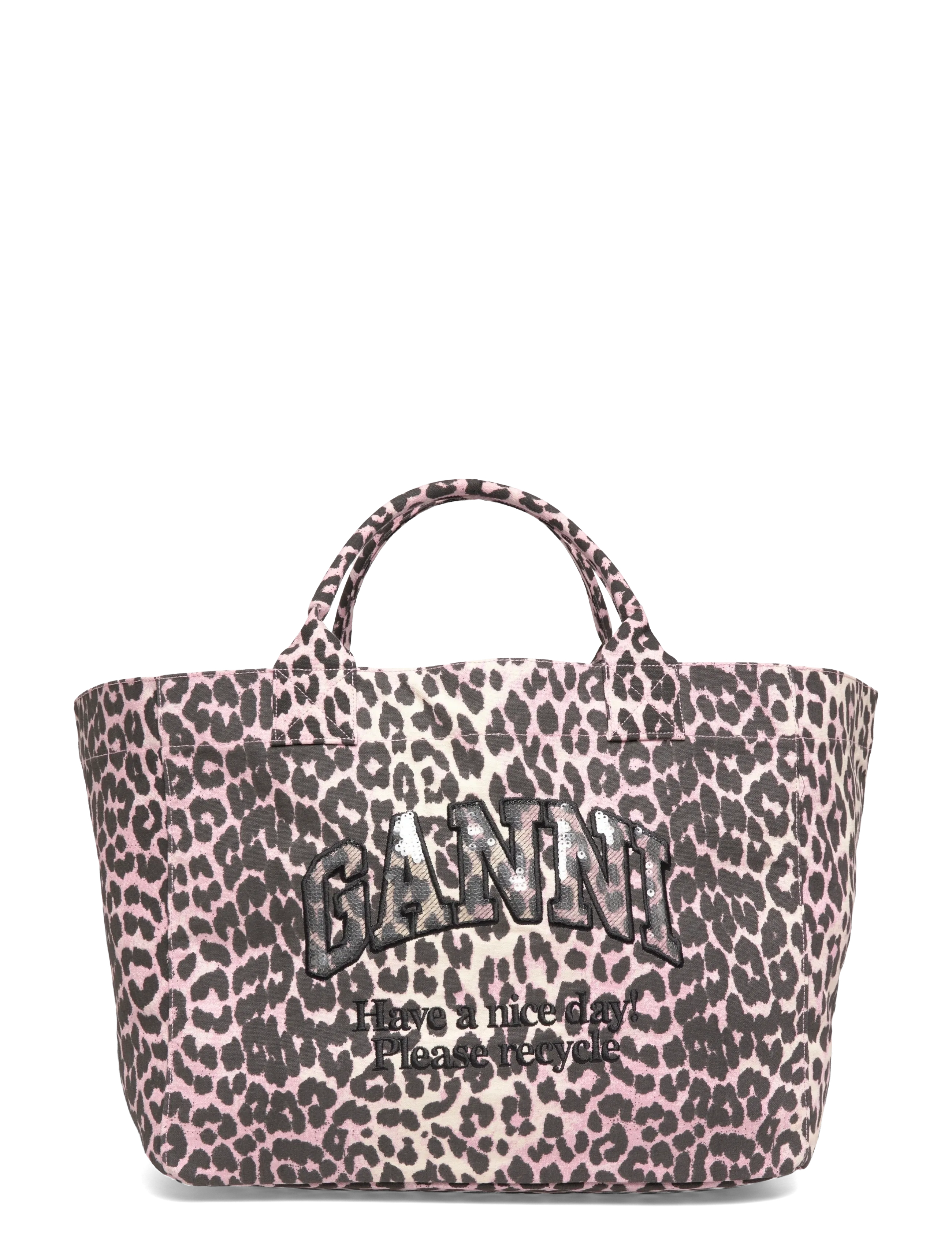 Ganni Leopard Sequin XXL Tote bag - Bags - BROWN / brown
