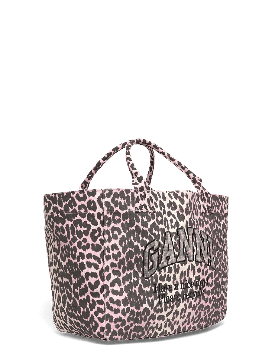 Ganni - Leopard Print Sequin Tote Bag - tote bags - brown - 2