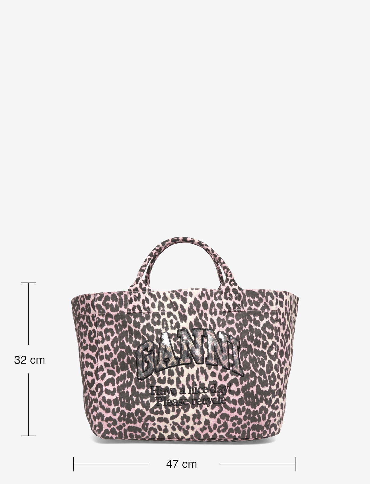 Ganni - Leopard Sequin XXL Tote bag - tote-stiilis kotid - brown - 3
