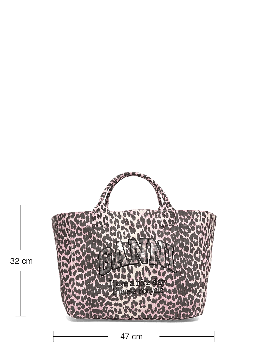 Ganni - Leopard Print Sequin Tote Bag - tote bags - brown - 3