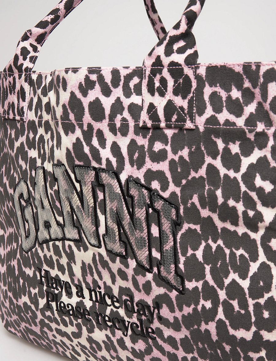 Ganni - Leopard Print Sequin Tote Bag - tote bags - brown - 4
