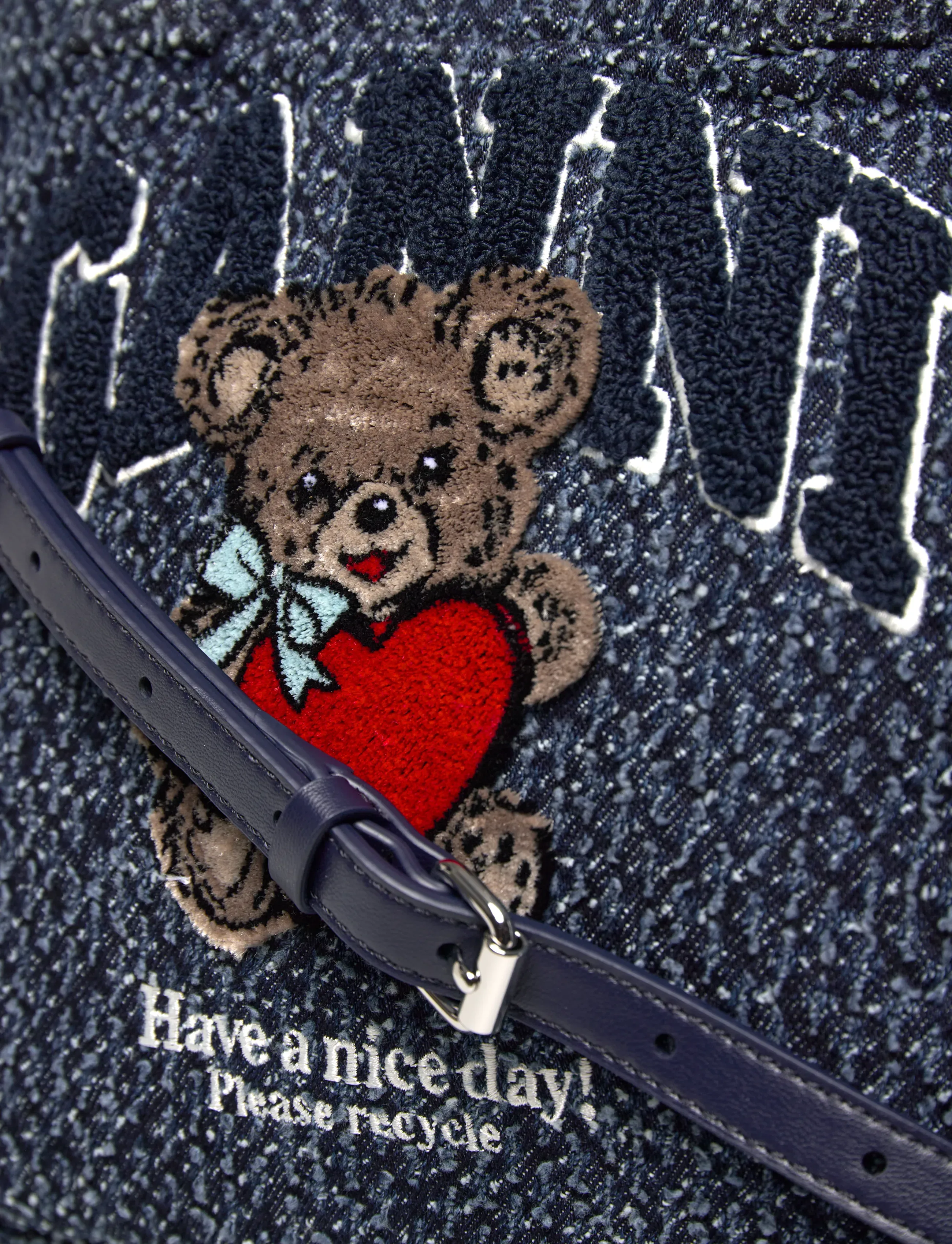 Ganni - Small Trapeze Shopper Bear Tweed Denim Tote bag - særlige begivenheder - blue - 4