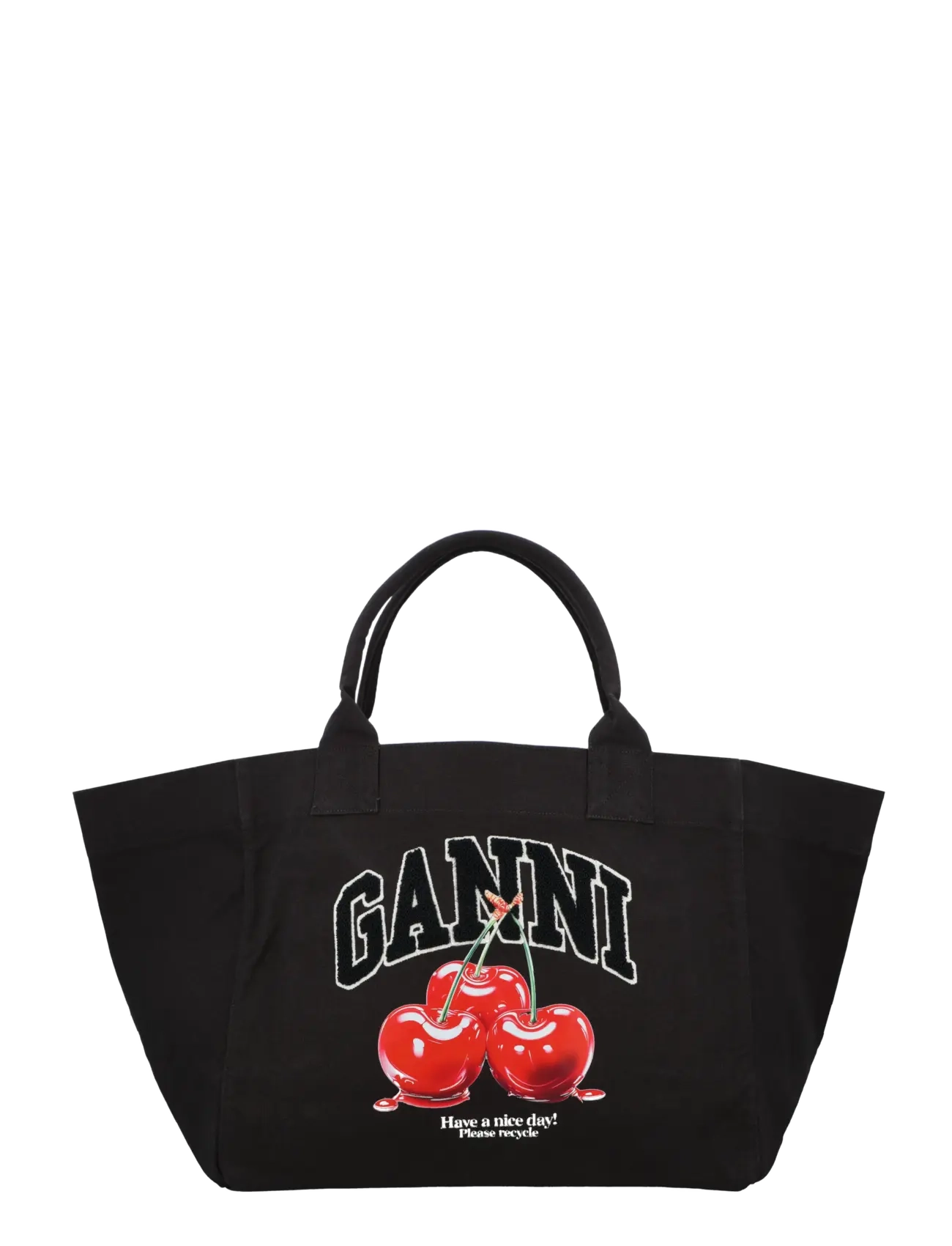 Ganni Phantom Black Xxl Cherry Tote, One Size, Bags, Schwarz - Top Handle Frauen