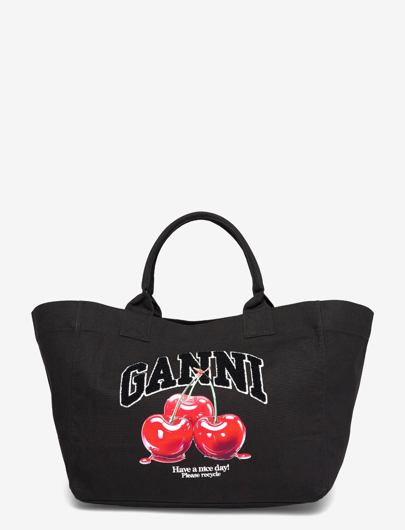 Ganni - Black Cherry Tote Bag - shoppers - black - 0