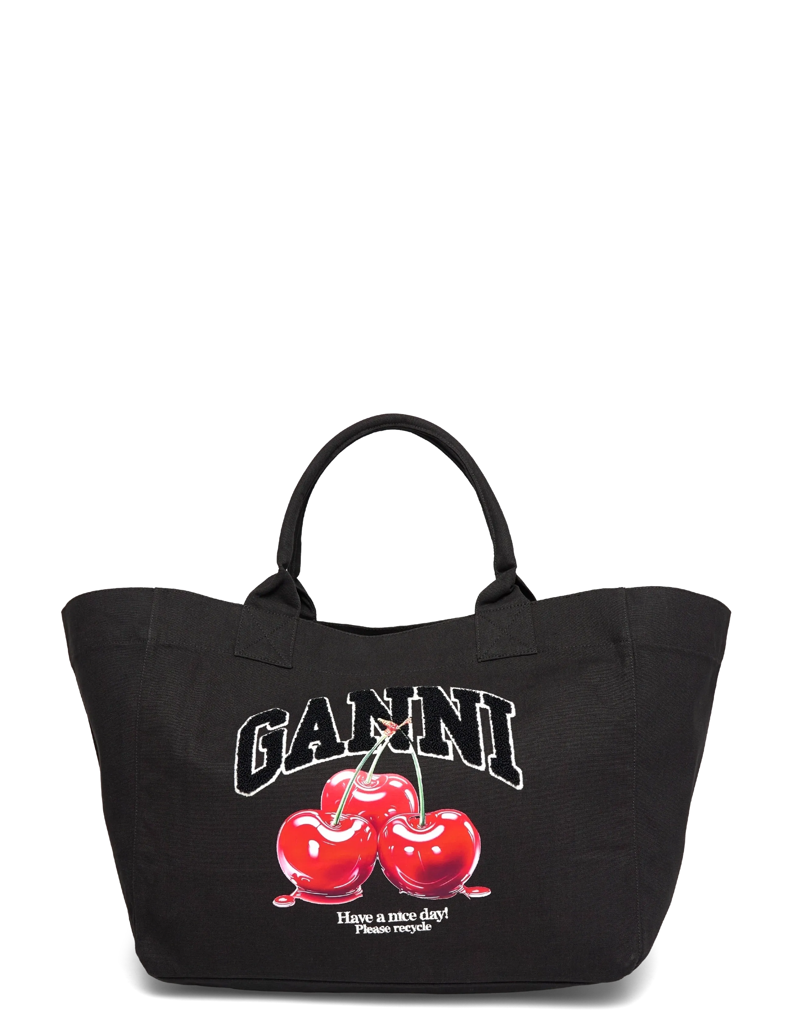 Ganni Black Cherry Tote Bag - Kampaania - BLACK / black