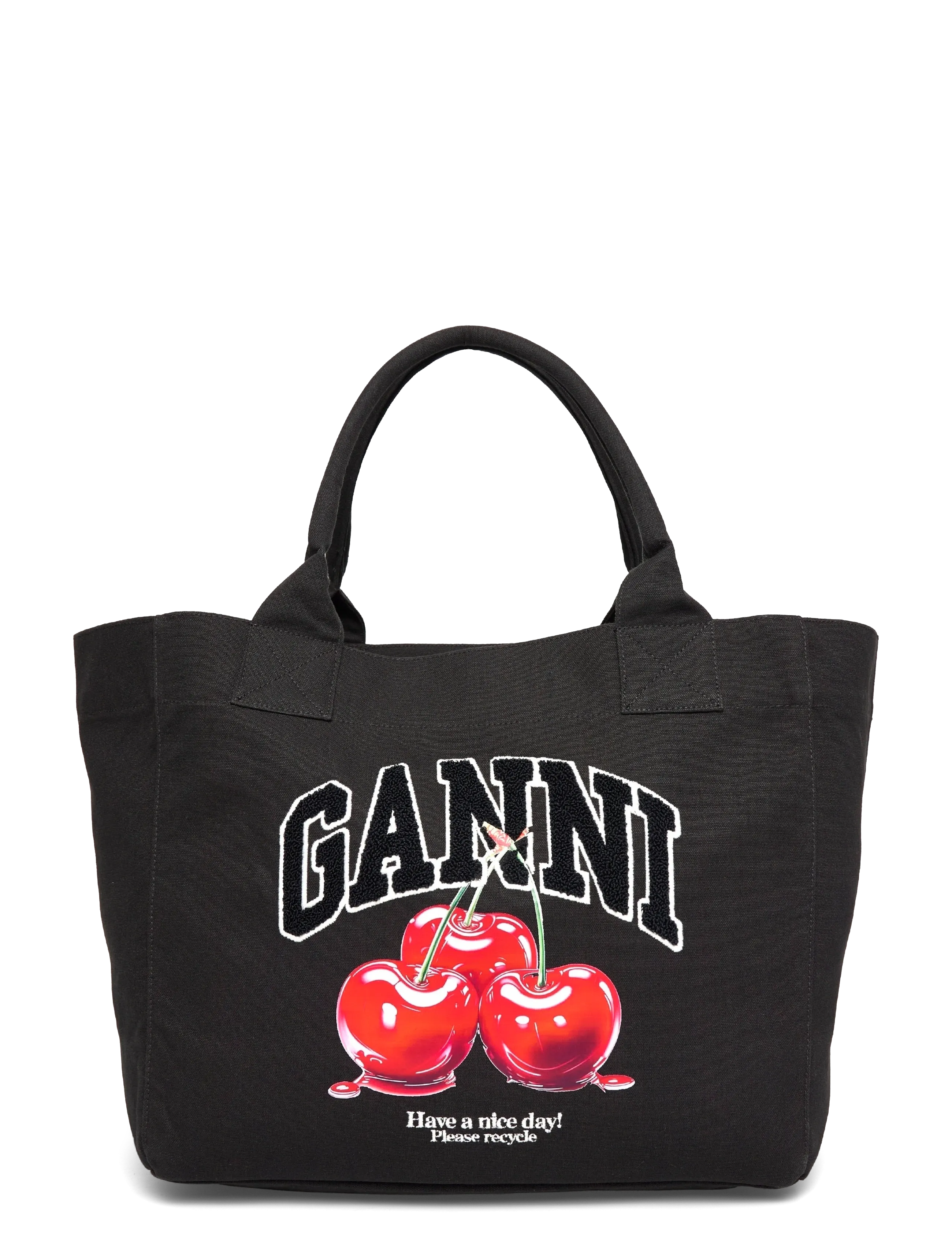 Ganni Black Cherry Tote Bag - Kampaania - BLACK / black