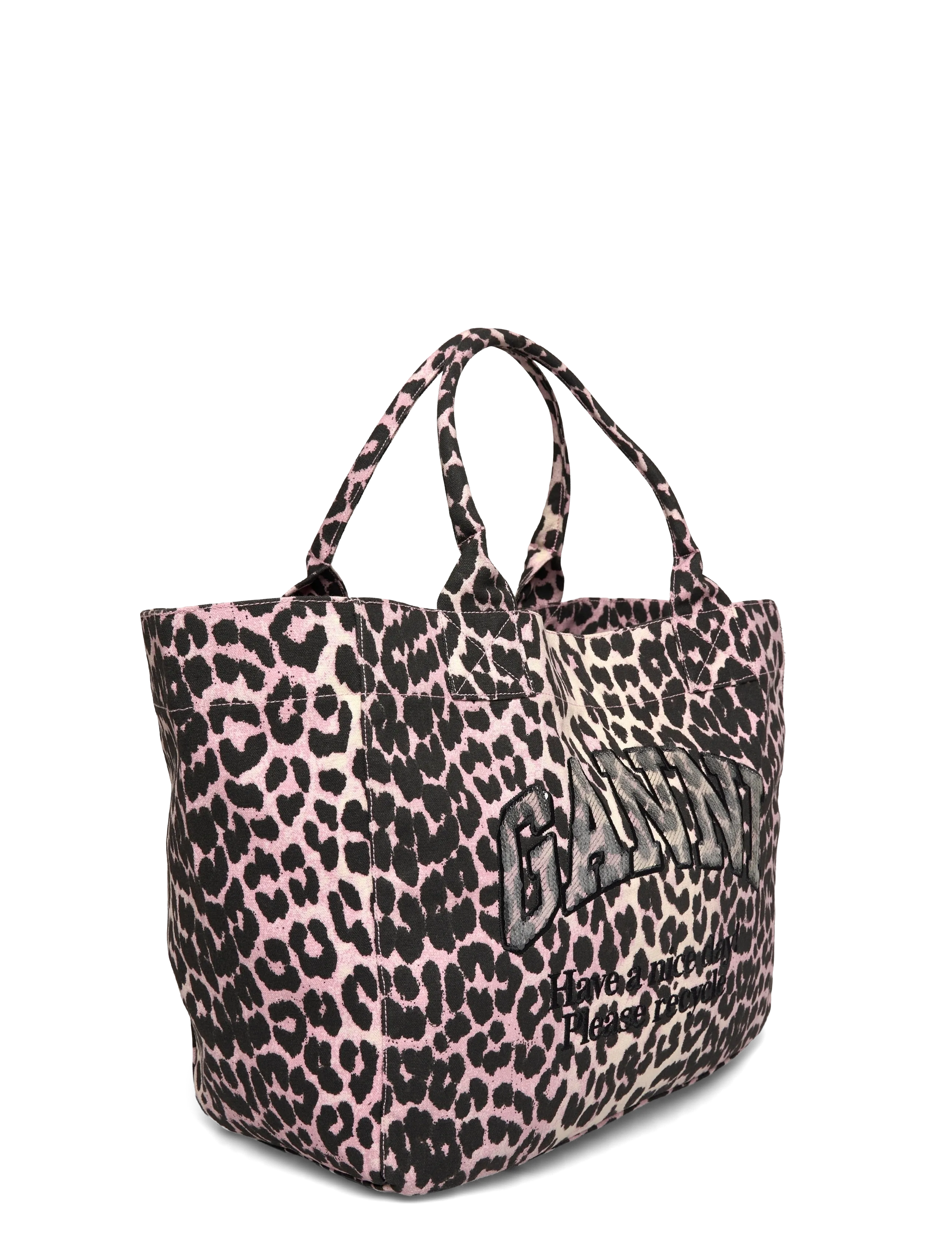 Ganni - Leopard-print canvas tote bag - brown - 2