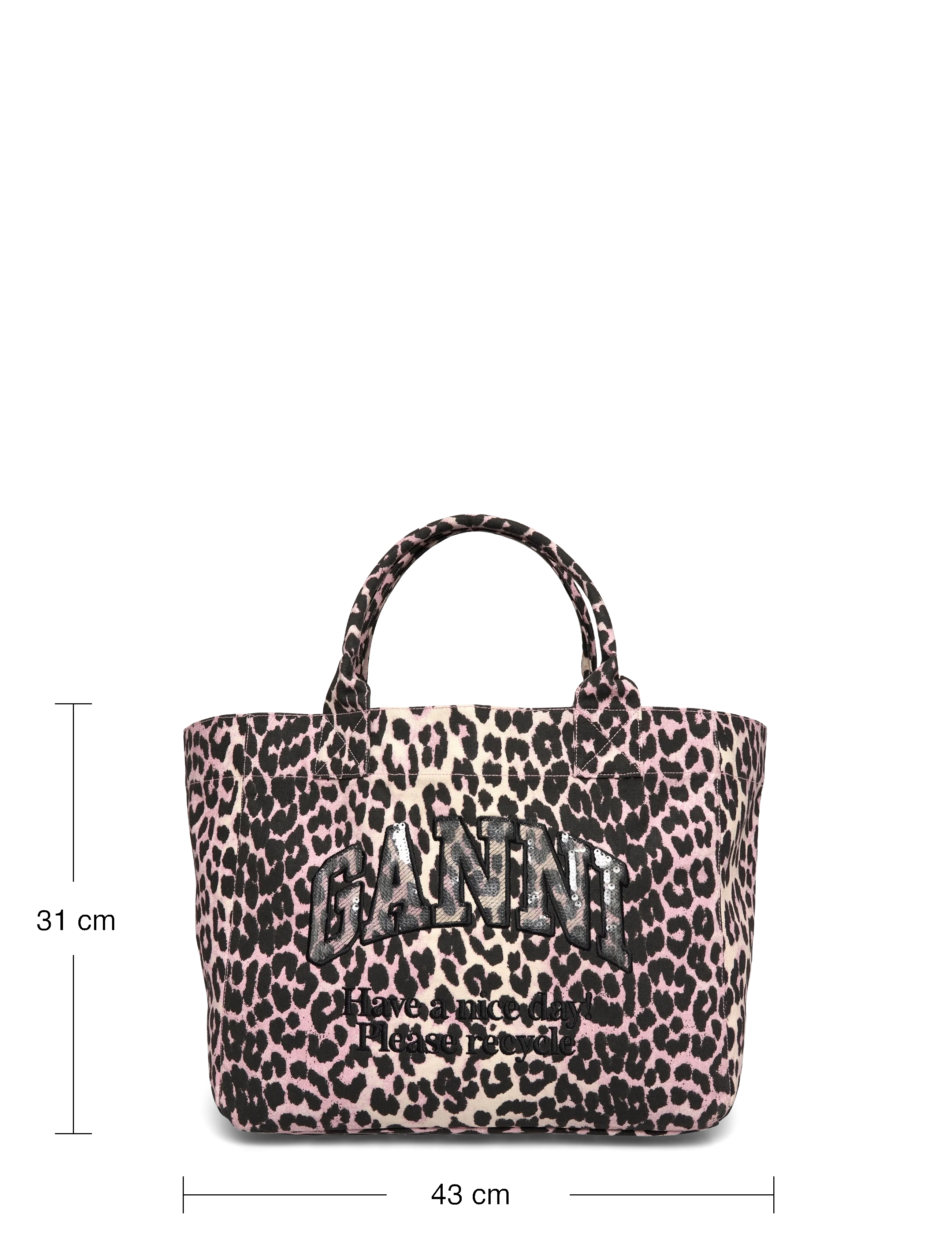 Ganni - Leopard-print canvas tote bag - brown - 3