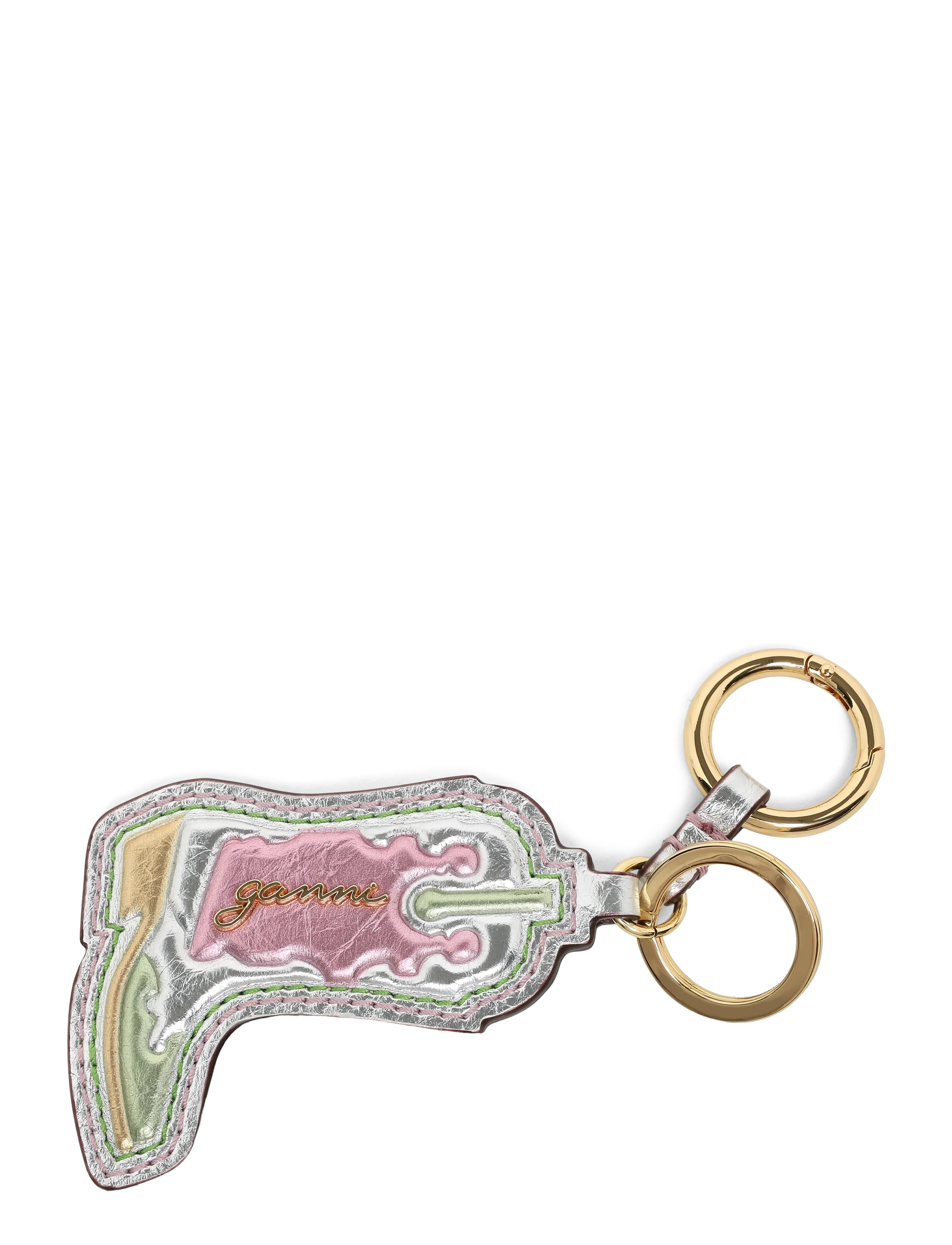Ganni Western Boot Keyring In Metallic, One Size, Pink, Tilbehør > Nøgleringe & Bag Charms, Dame
