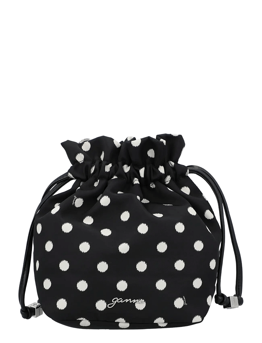 Ganni - Printed Recycled Nylon Bou Bucket Pouch - mode trends - black - 0