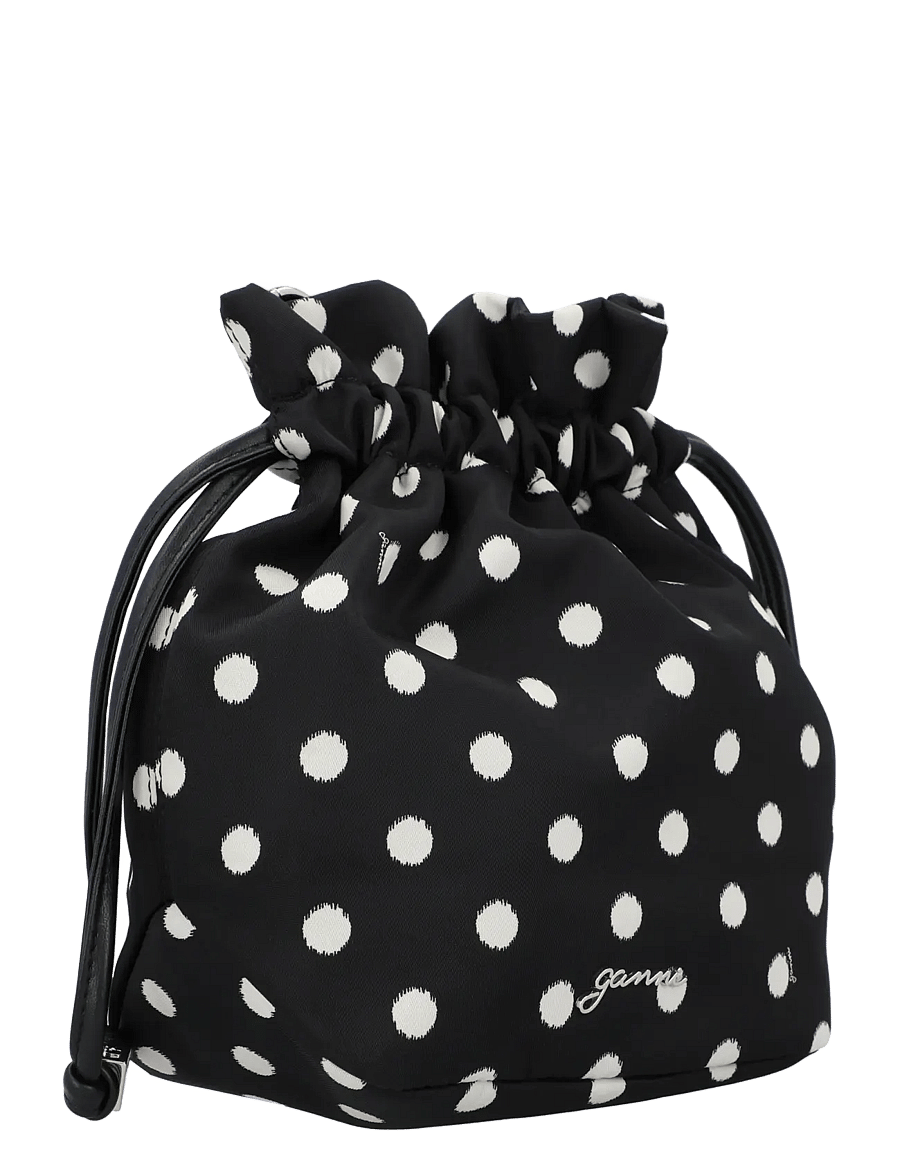 Ganni - Printed Recycled Nylon Bou Bucket Pouch - mode trends - black - 1