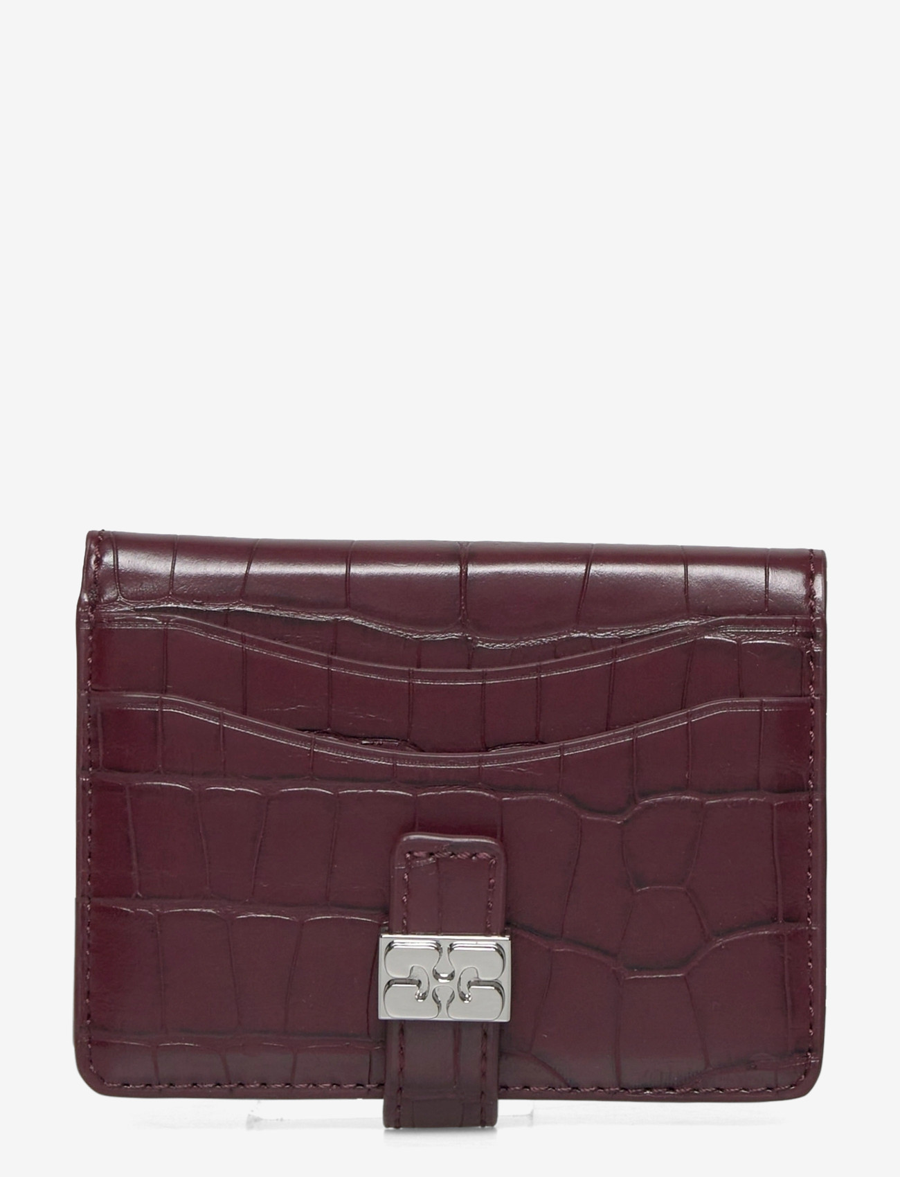 Ganni - Slim Card Holder Croco - kortholdere - red - 0