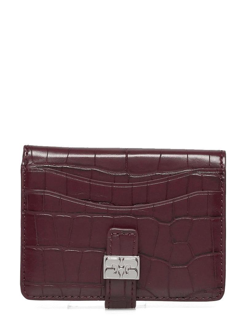 Ganni - Slim Card Holder Croco - kartenetuis - red - 0