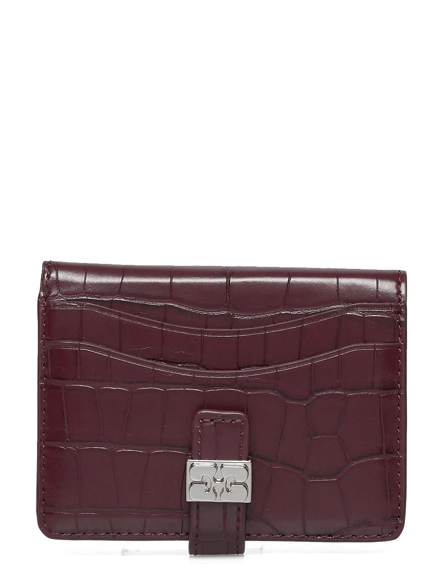 Ganni - Slim Card Holder Croco - korthållare - red - 0