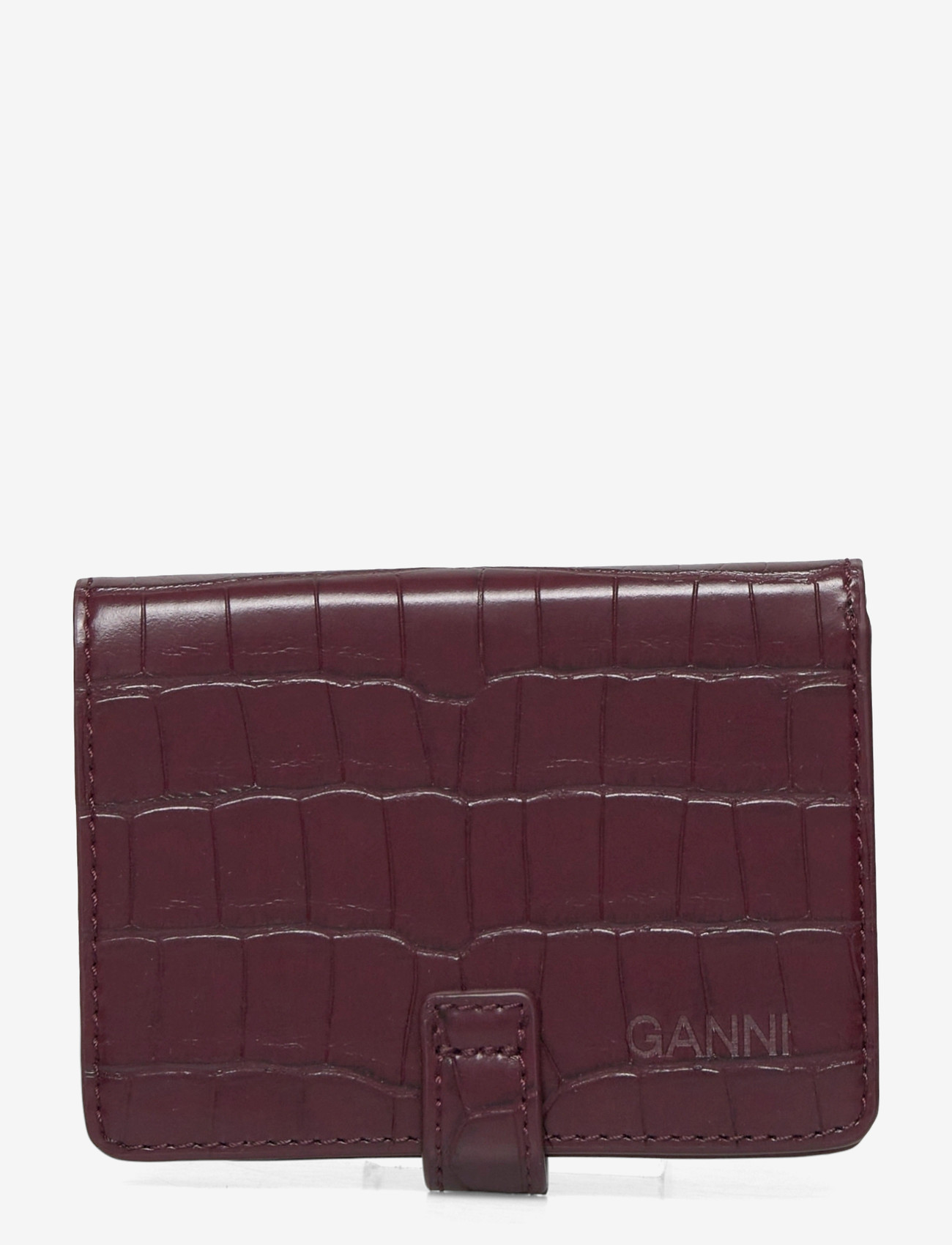 Ganni - Slim Card Holder Croco - kortholdere - red - 1