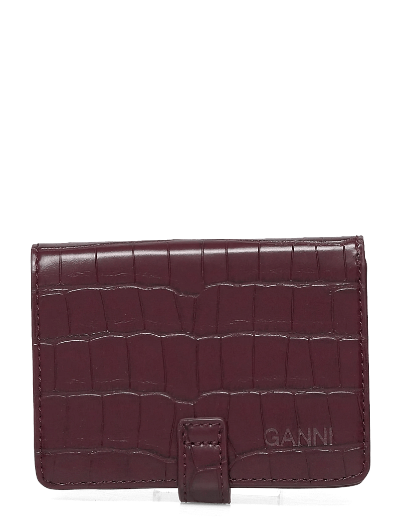 Ganni - Slim Card Holder Croco - kartenetuis - red - 1