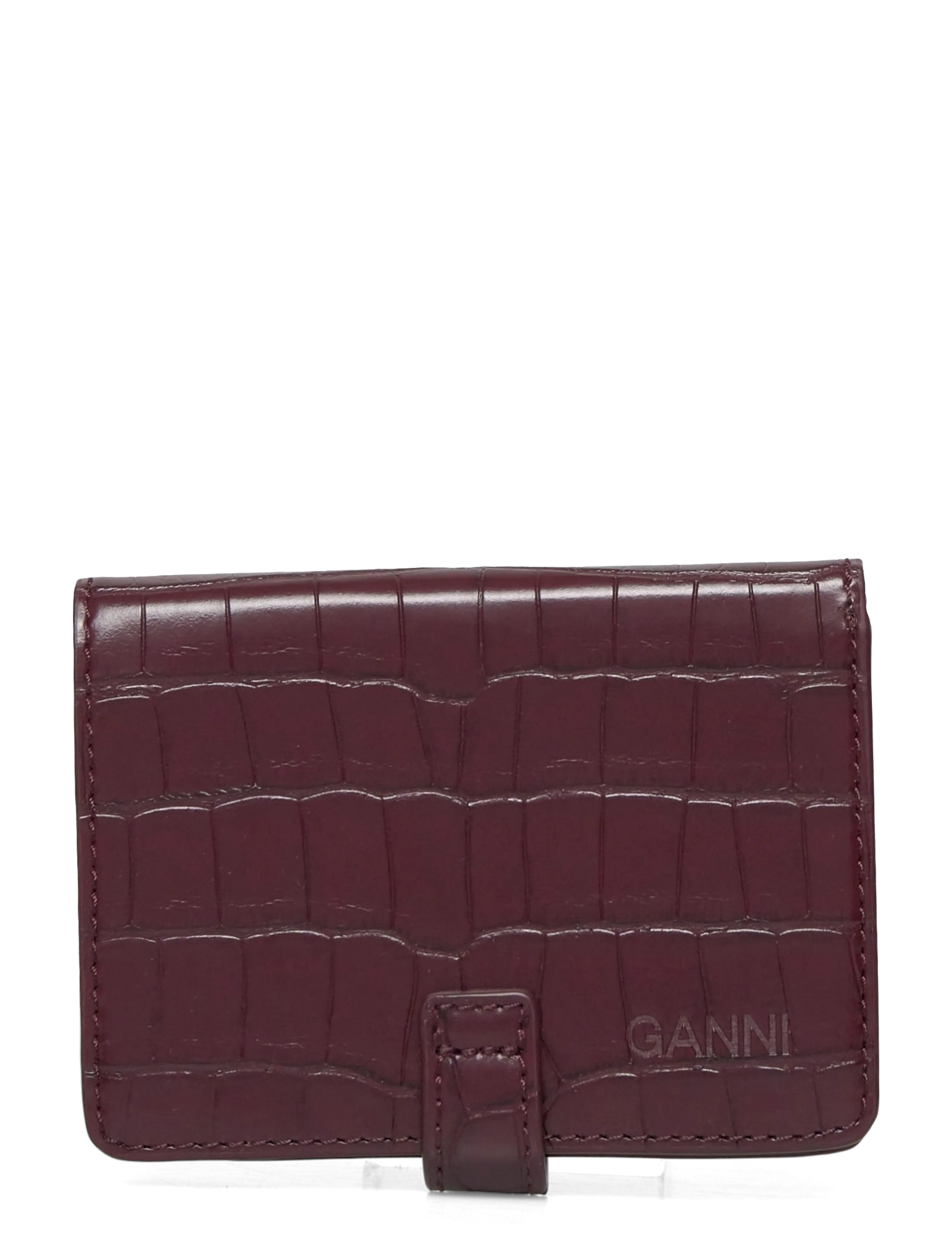 Ganni - Slim Card Holder Croco - korthållare - red - 1