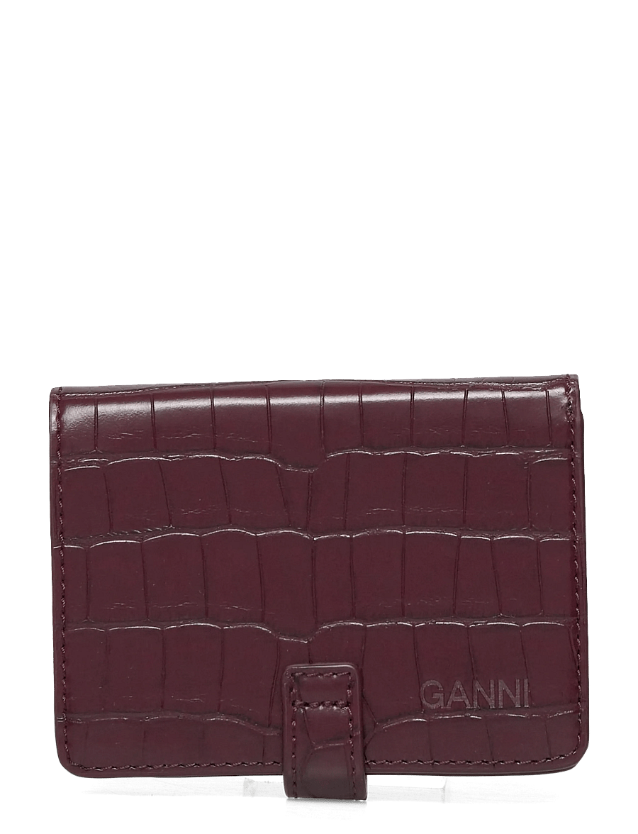 Ganni - Slim Card Holder Croco - korthållare - red - 1