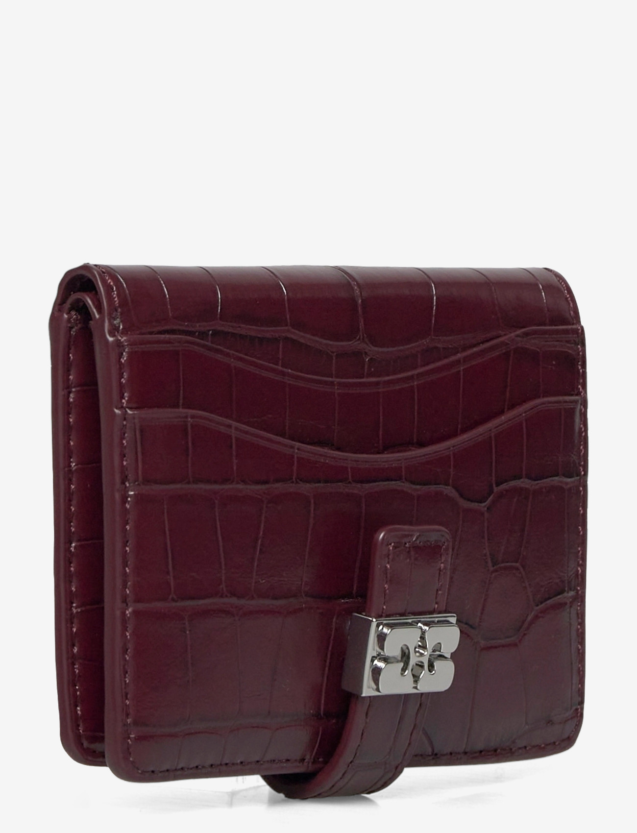 Ganni - Slim Card Holder Croco - kortholdere - red - 2