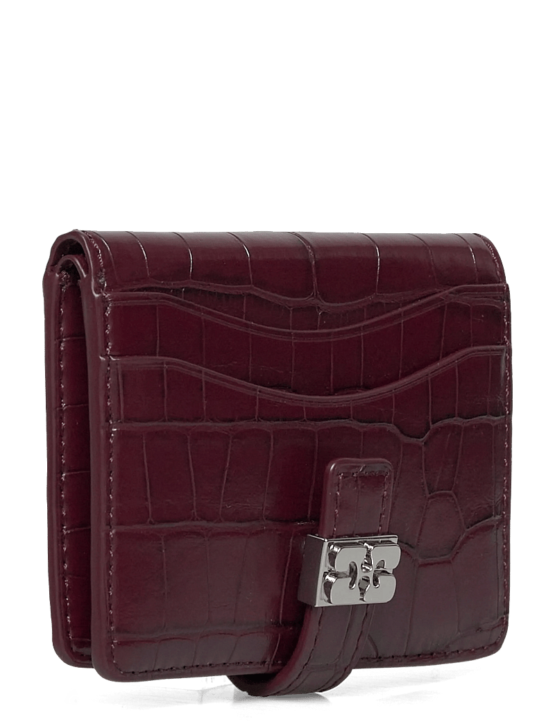 Ganni - Slim Card Holder Croco - kartenetuis - red - 2
