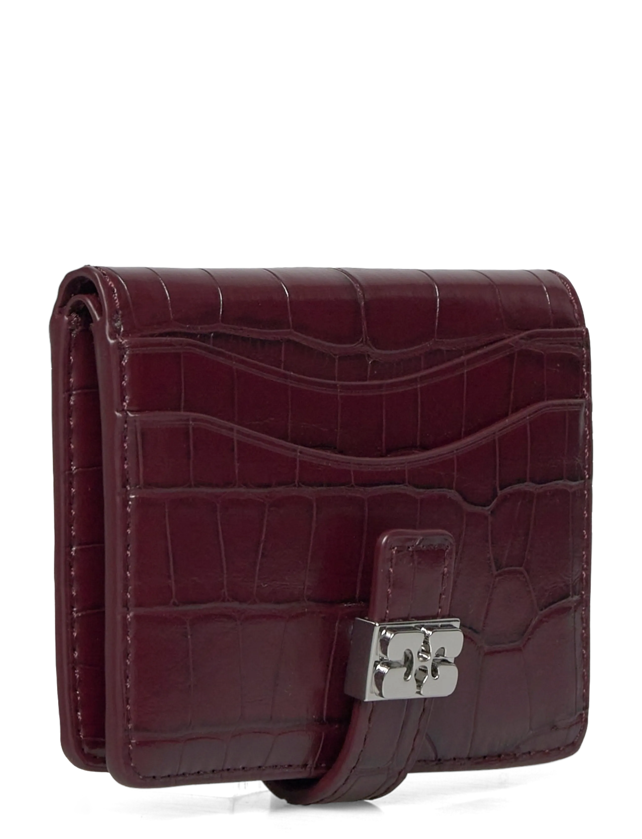 Ganni - Slim Card Holder Croco - korthållare - red - 2
