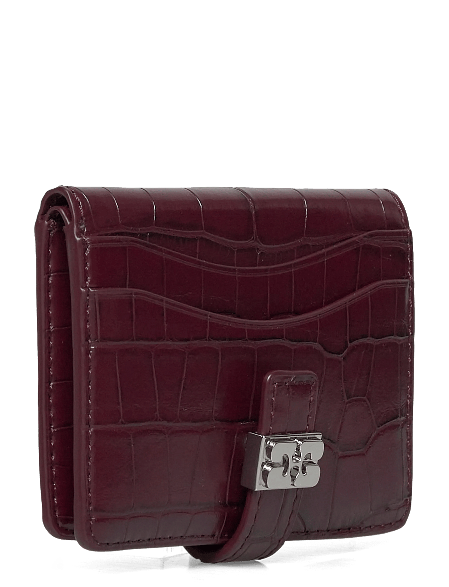 Ganni - Slim Card Holder Croco - korthållare - red - 2