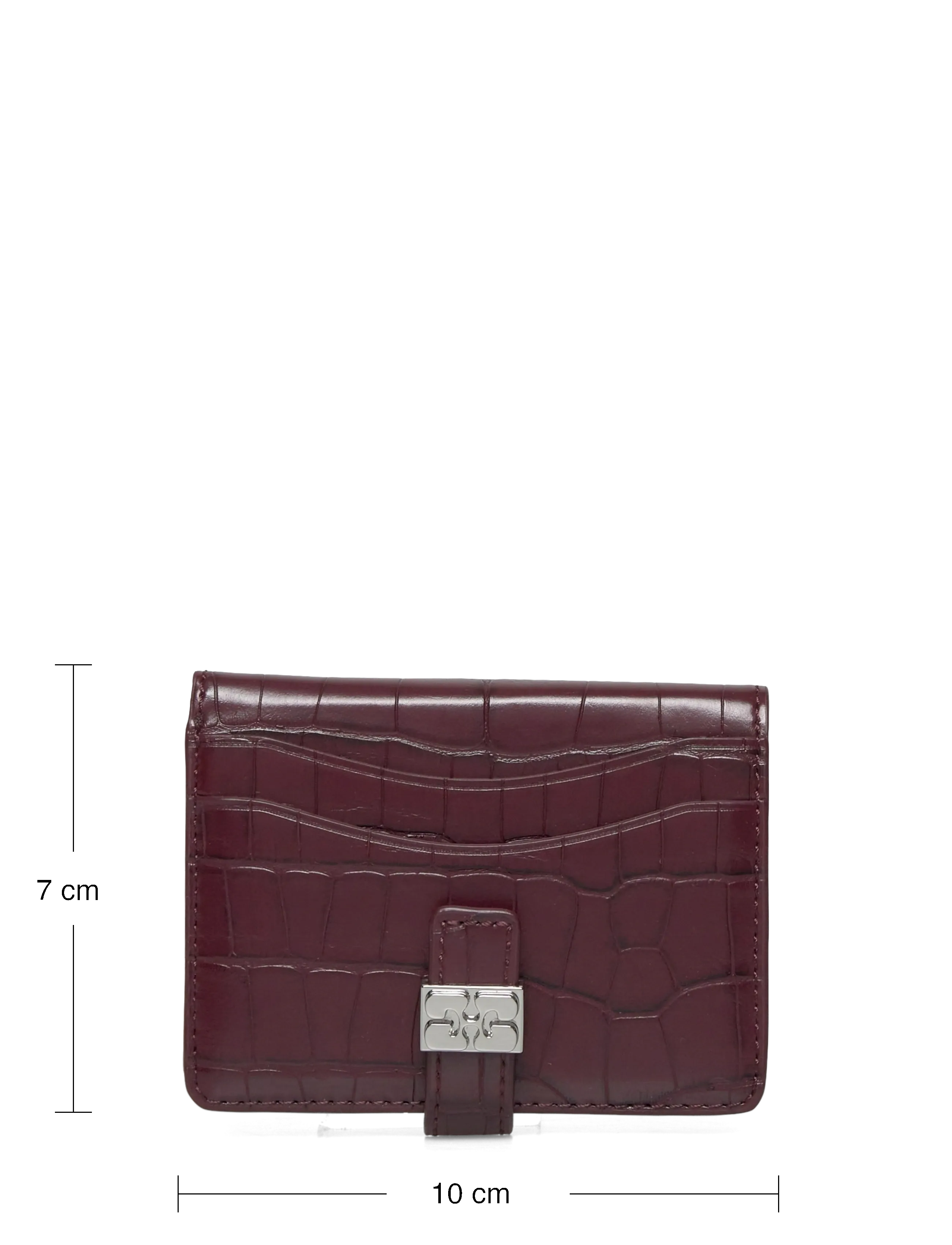 Ganni - Slim Card Holder Croco - korthållare - red - 3