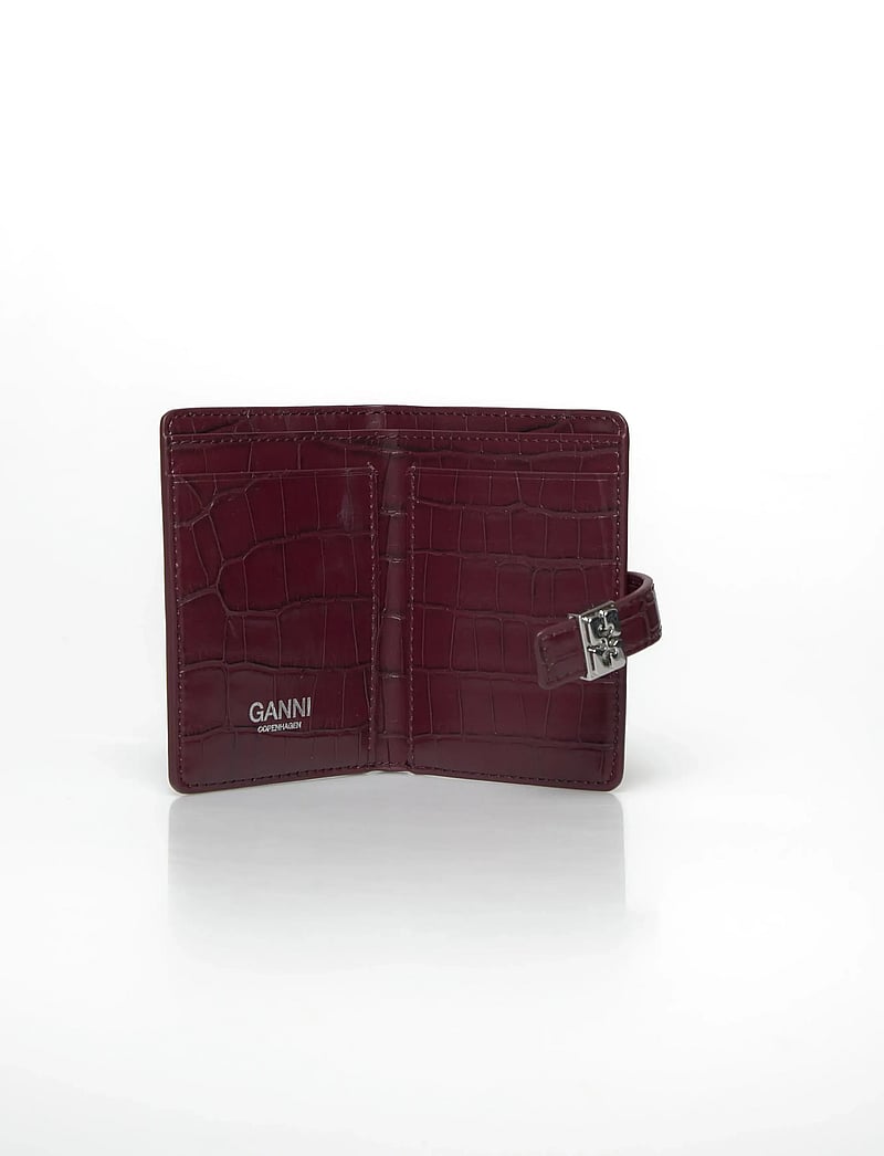 Ganni - Slim Card Holder Croco - kartenetuis - red - 4