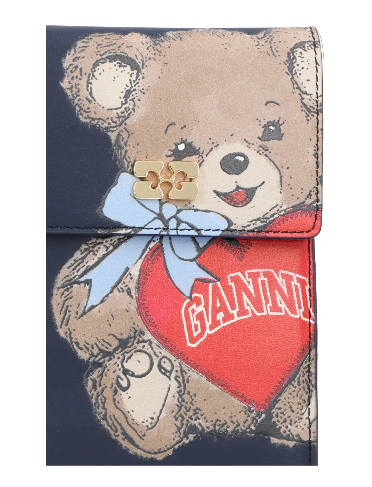 Ganni Printed Wallet, One Size, Card Holders & Wallets, Marineblau - Holder, Frauen