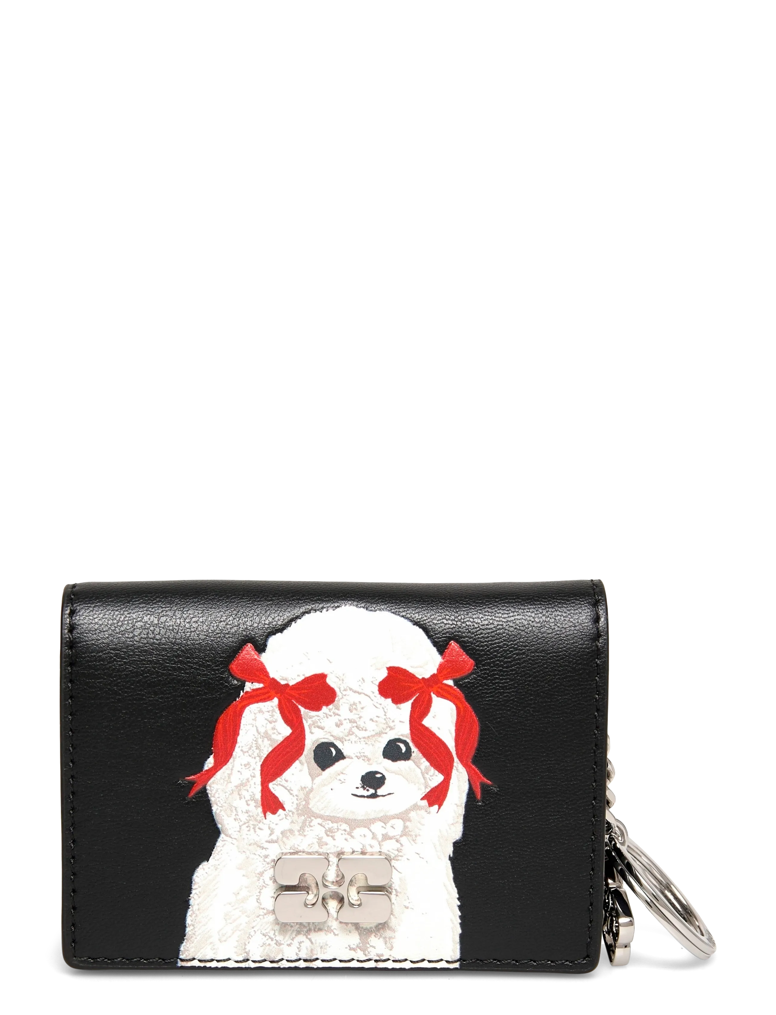 Ganni Dog Appliqué Card Holder, One Size, Holders & Wallets, Schwarz - Frauen