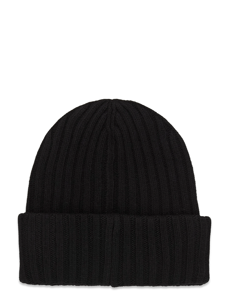 Ganni - Ribbed-knit wool blend beanie - mützen - black - 1
