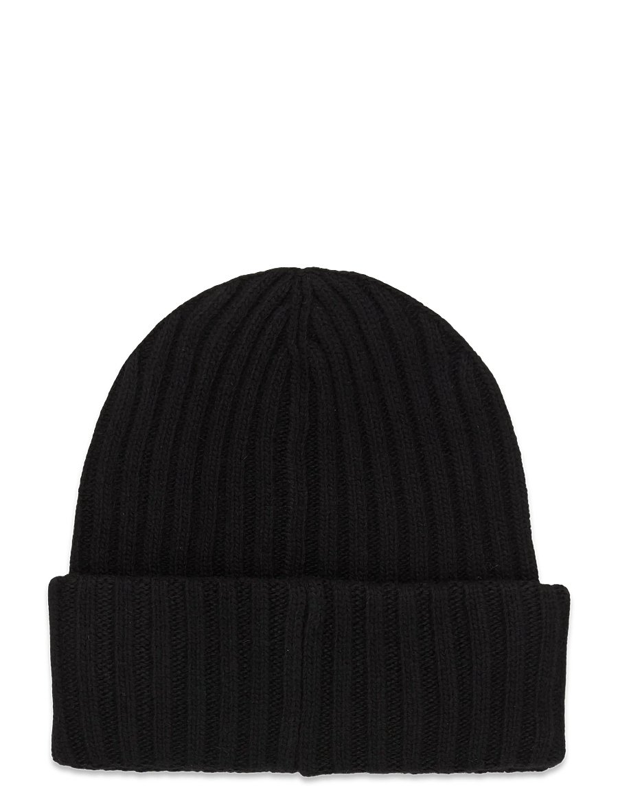 Ganni - Ribbed-knit wool blend beanie - mützen - black - 1