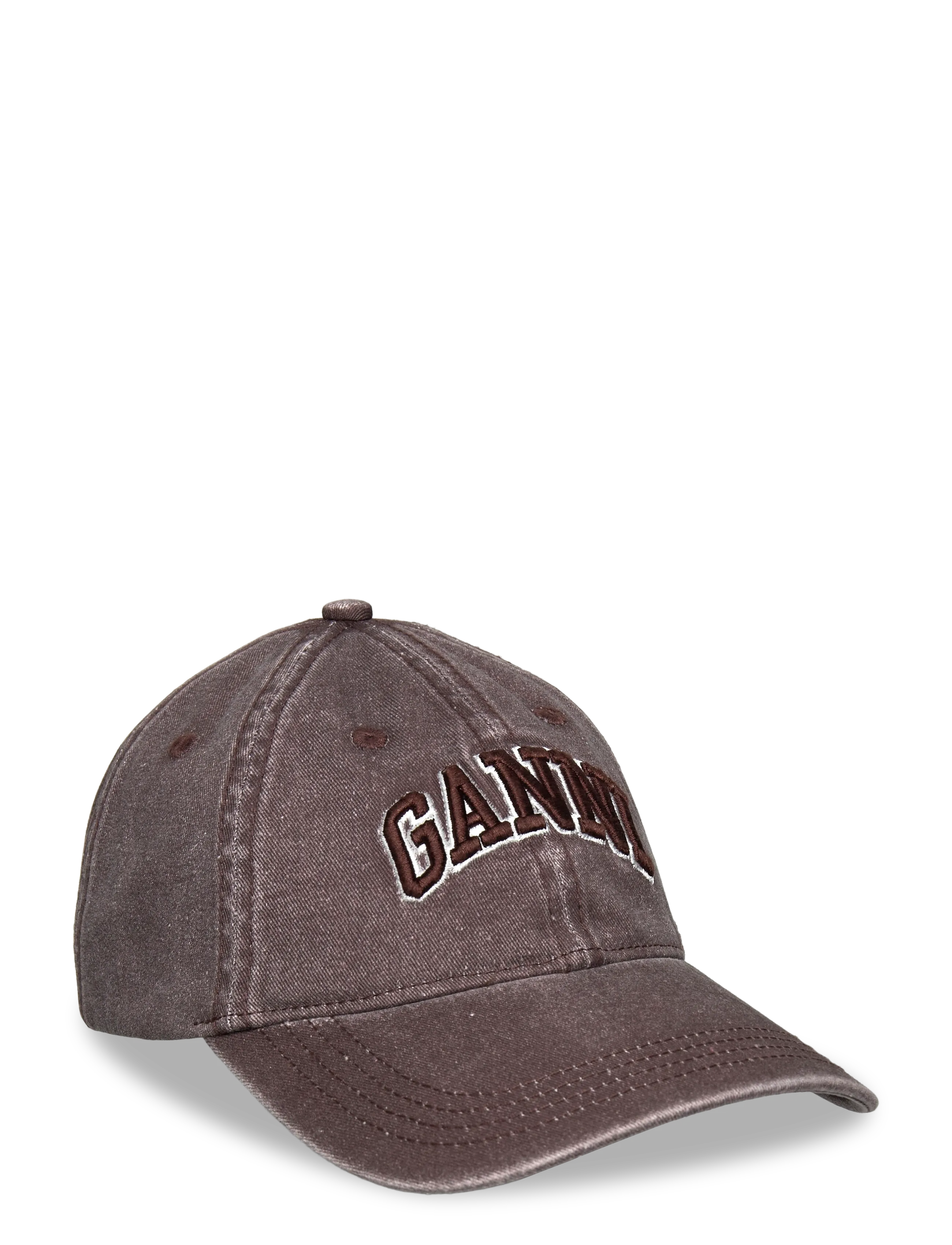 Ganni Washed Cotton Canvas Cap - Caps - BROWN / brown