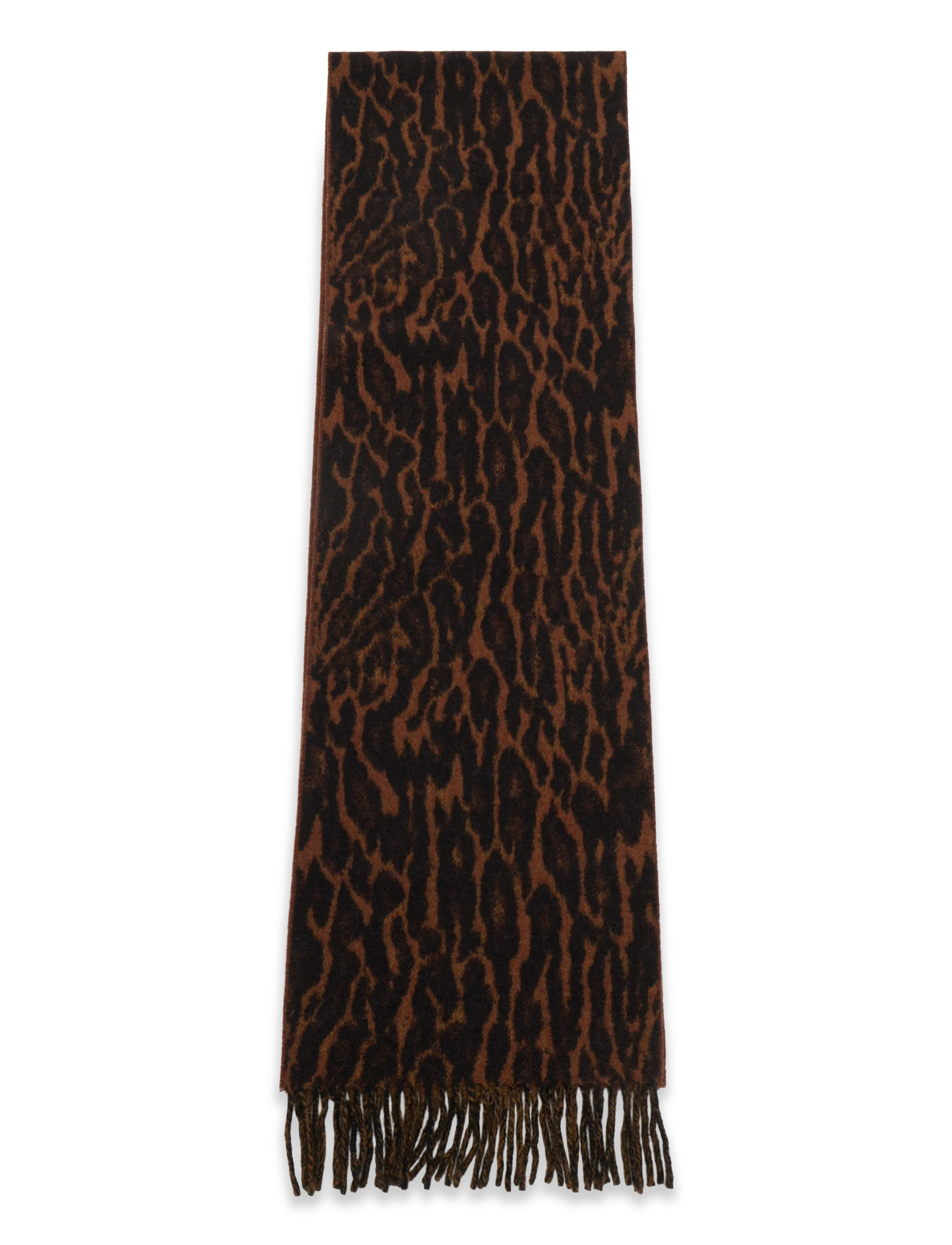 Ganni - Women's Black Leopard Print Wool Scarf - multicolored - 1