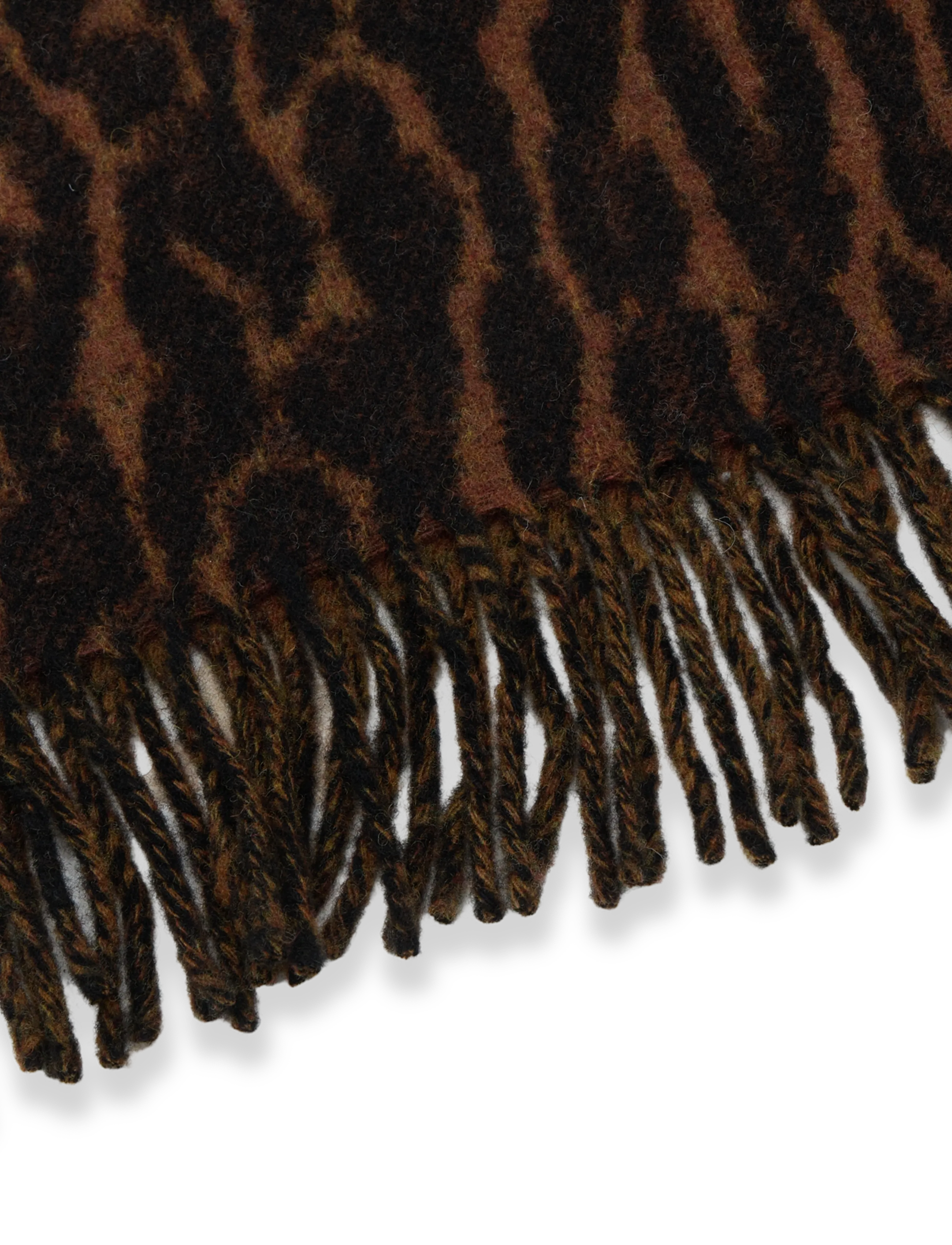 Ganni - Women's Black Leopard Print Wool Scarf - multicolored - 2