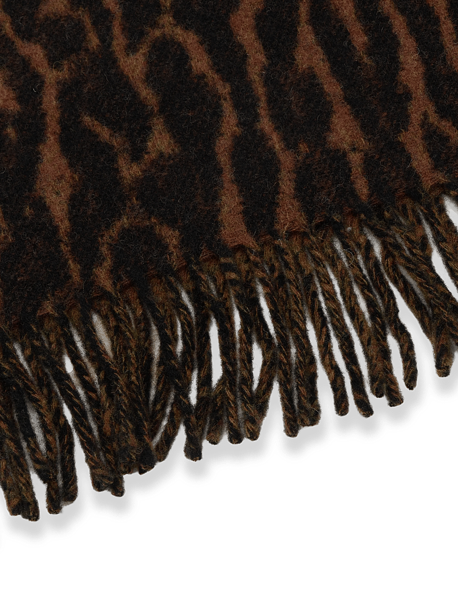 Ganni - Women's Black Leopard Print Wool Scarf - multicolored - 2