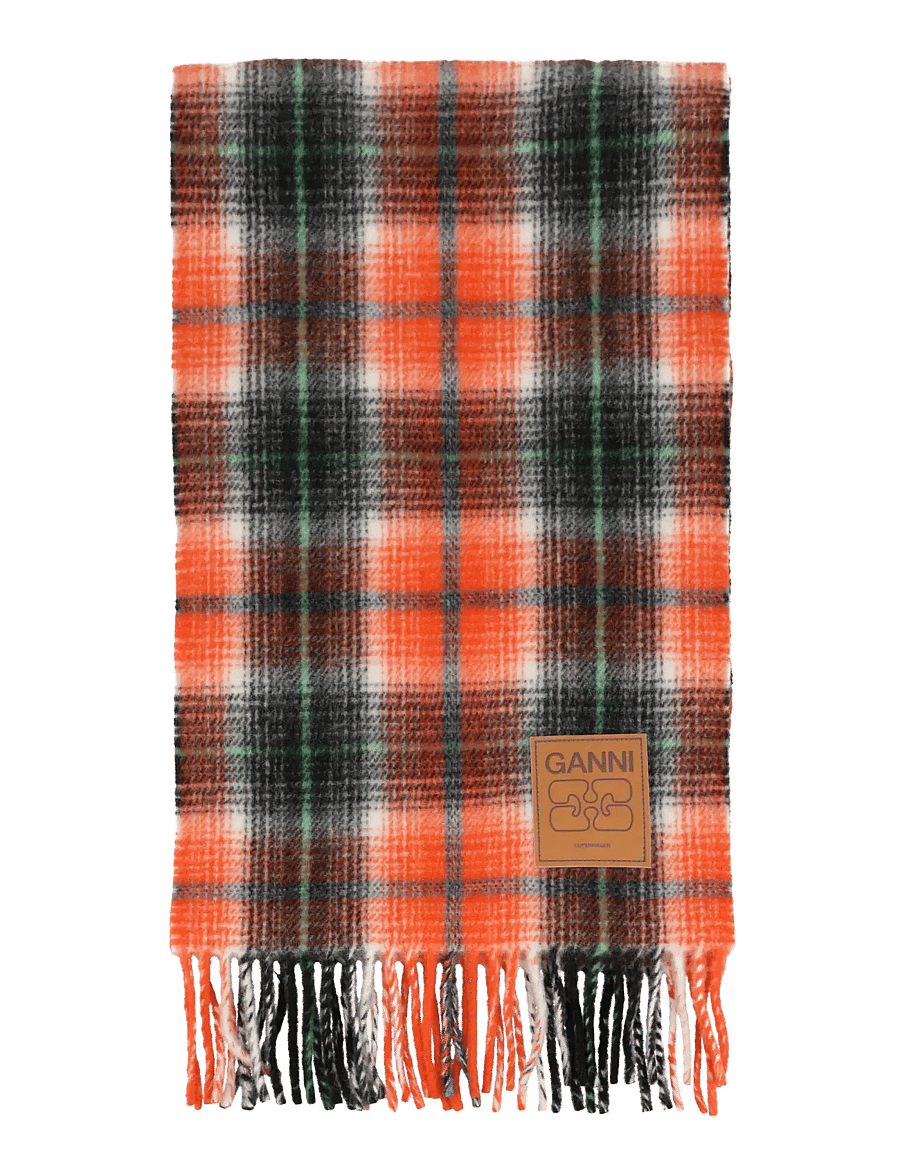 Ganni - Scarf in Check Wool - winterschals - multicolored - 0