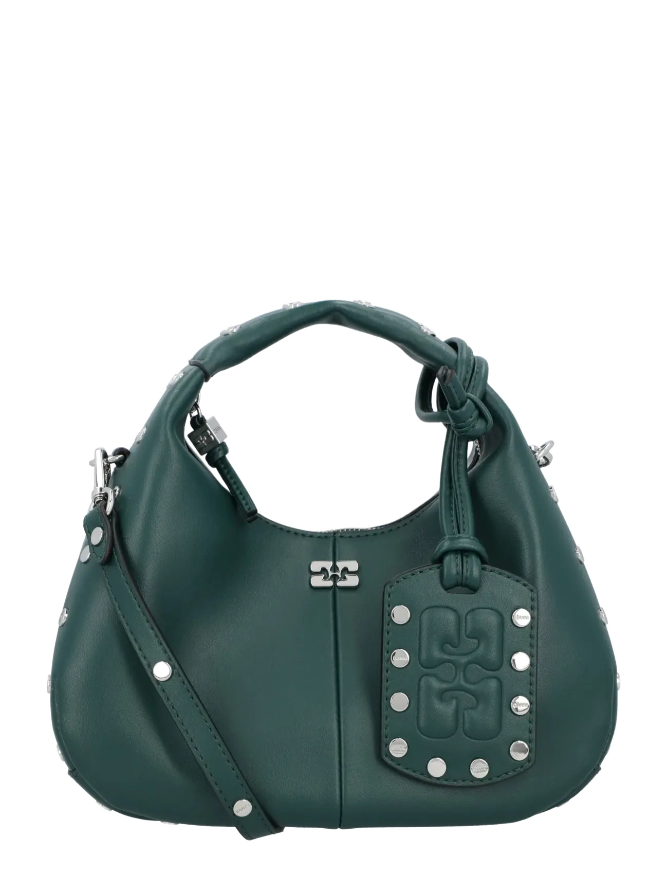Ganni Mini Studded Hobo Handbag - Damen - DARK GREEN / green
