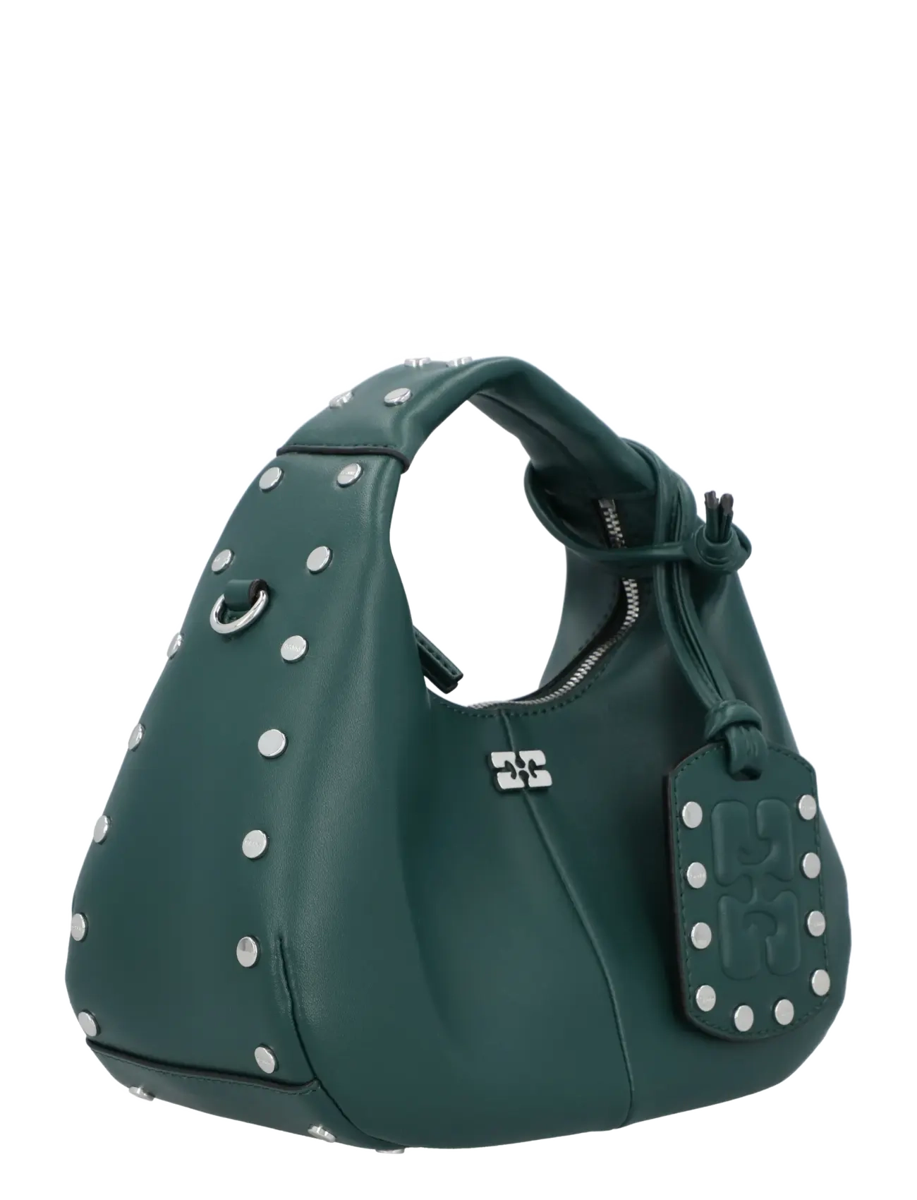 Ganni - Mini Studded Hobo Handbag - besondere anlässe - dark green - 1