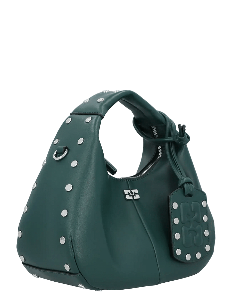 Ganni - Mini Studded Hobo Handbag - besondere anlässe - dark green - 1
