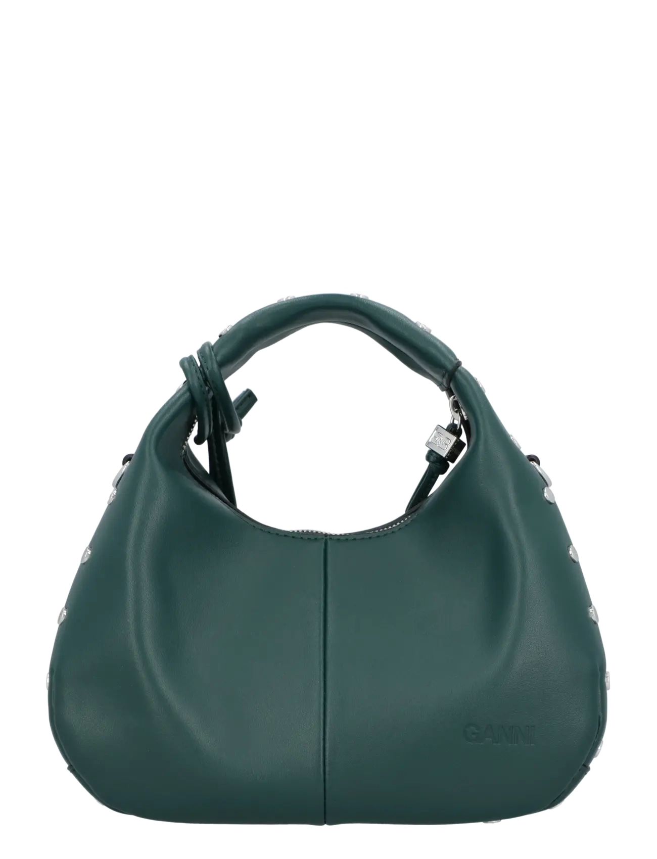 Ganni - Mini Studded Hobo Handbag - besondere anlässe - dark green - 2
