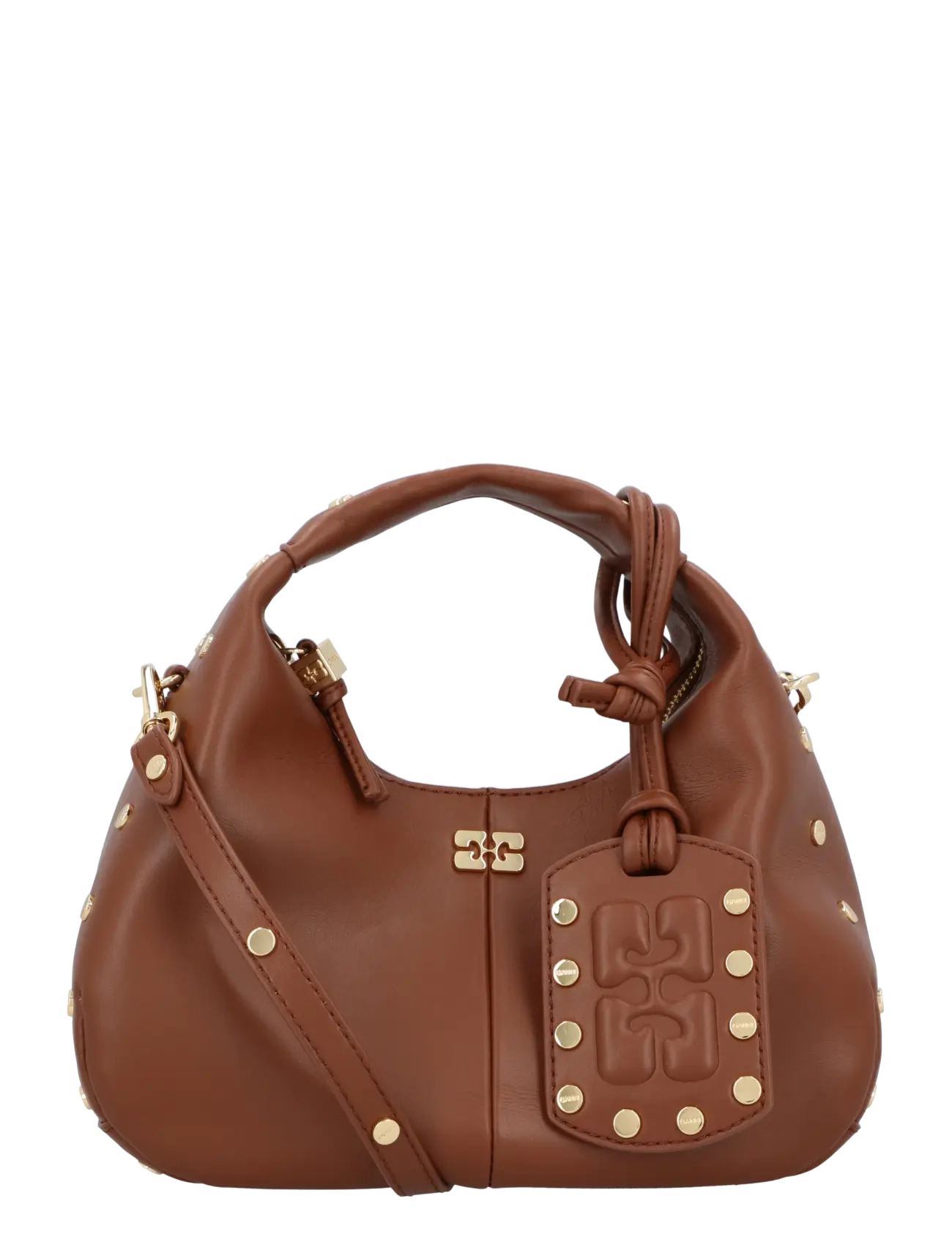 Ganni Mini Studded Hobo Handbag - Damen - SORREL HORSE / brown
