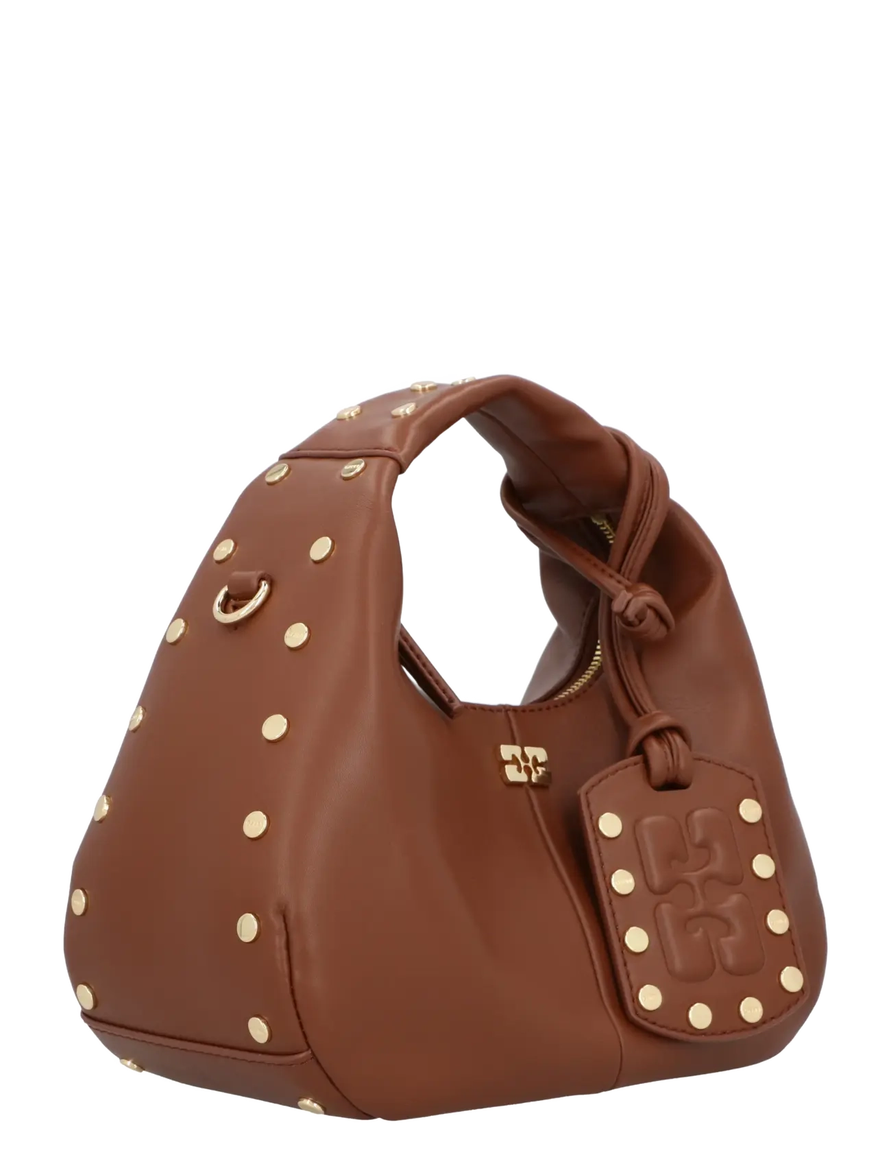 Ganni - Mini Studded Hobo Handbag - besondere anlässe - sorrel horse - 1