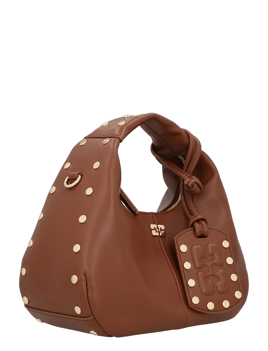 Ganni - Mini Studded Hobo Handbag - besondere anlässe - sorrel horse - 1